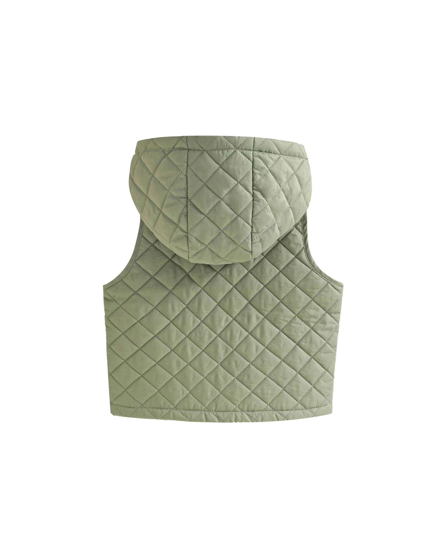 Colete Acolchoado com Capuz Infantil em Verde Verde-5