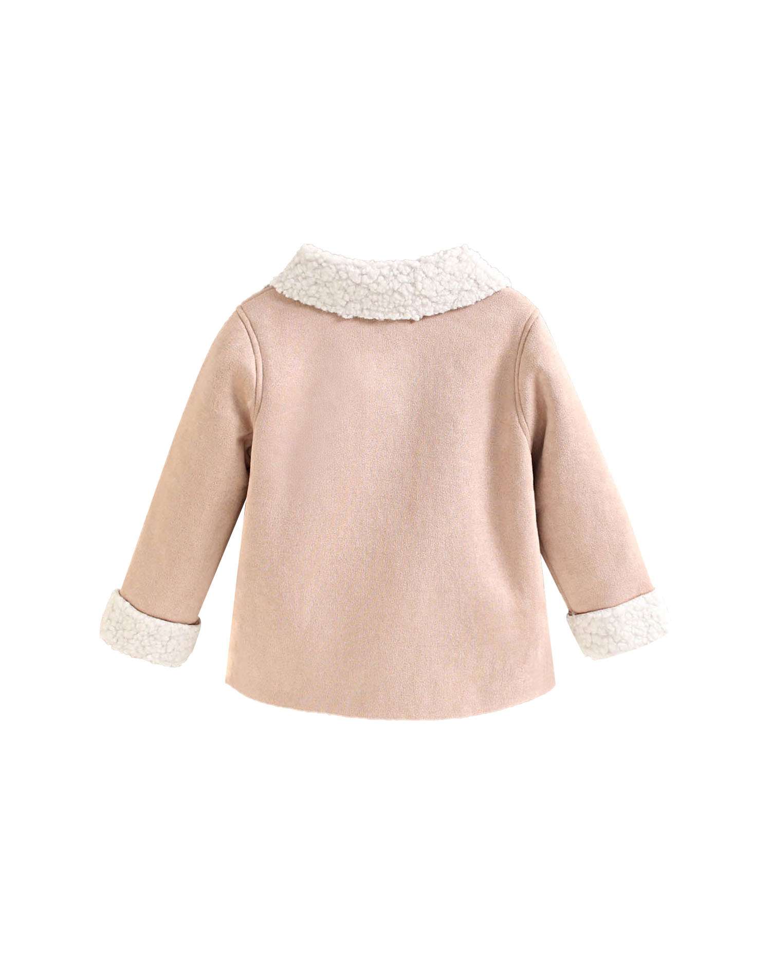 Casaco Infantil com Forro de Pelo de Ovelha Rosa-3