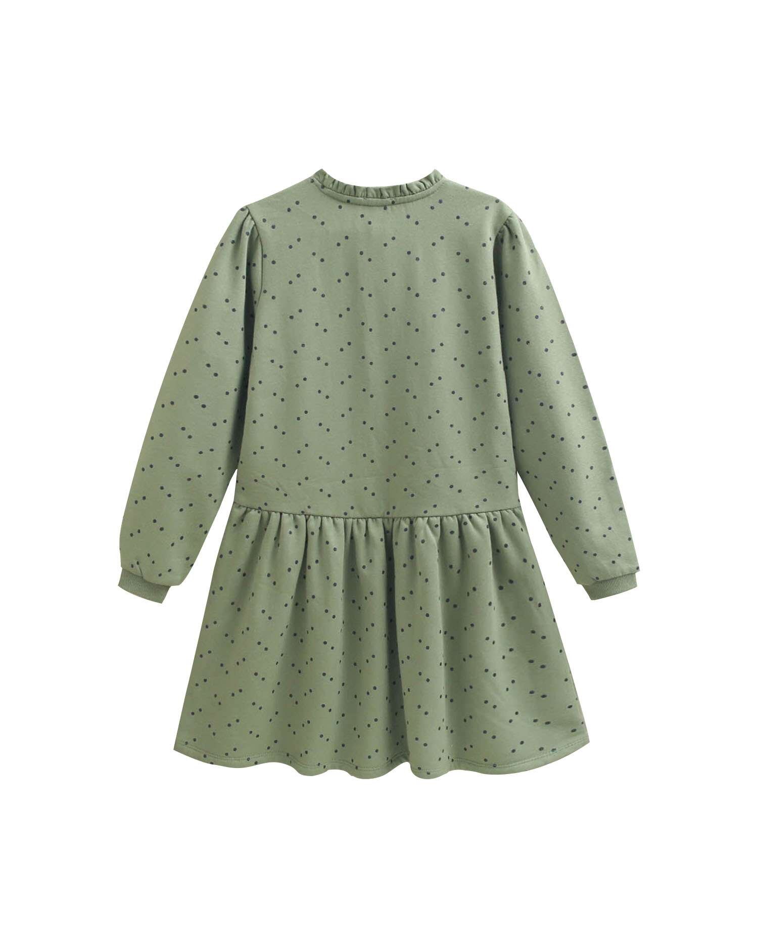 Vestido Infantil em Felpa Perchada com Bolinhas de Purpurina Verde-4