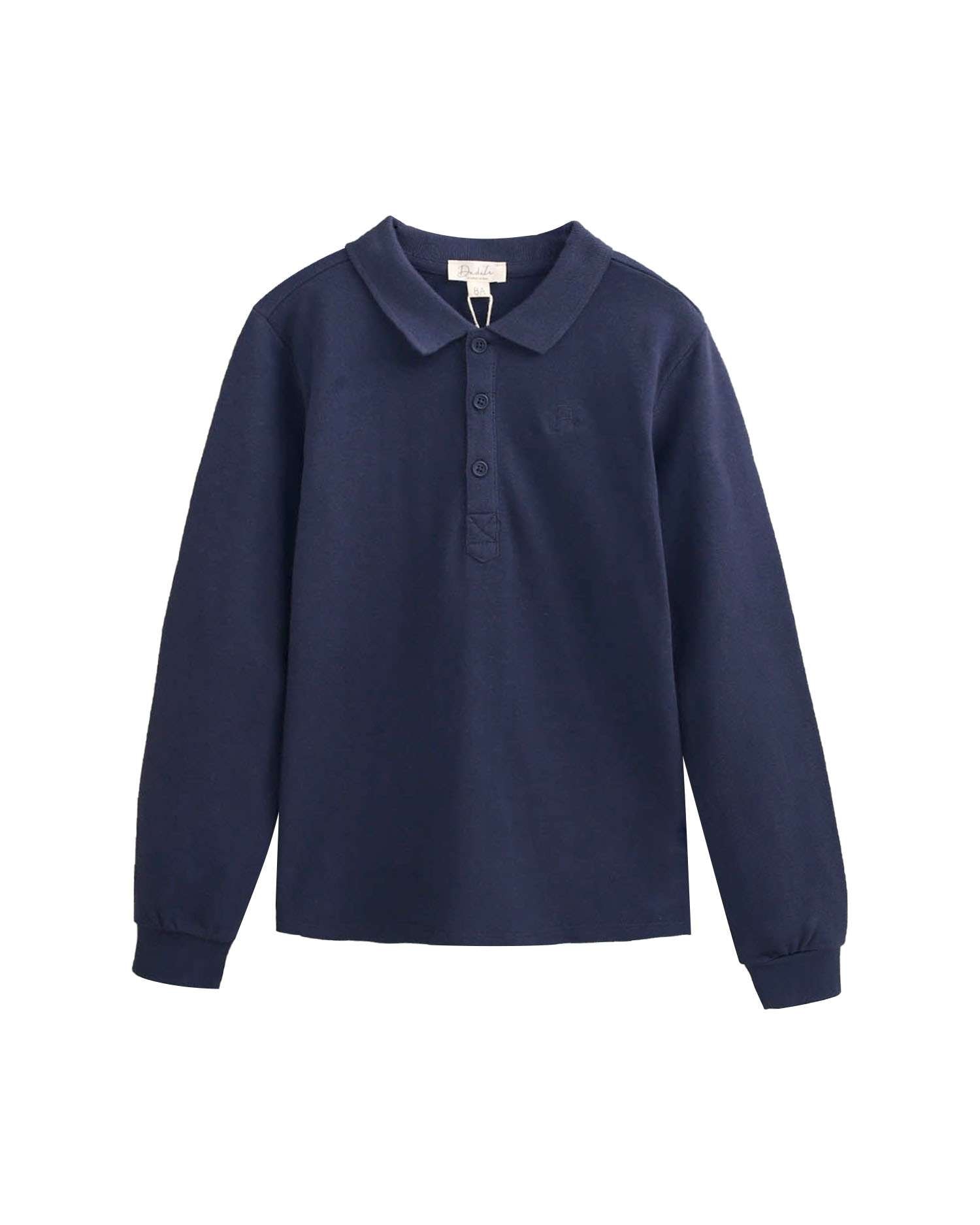Polo Infantil com Manga Comprida Cinzento-1