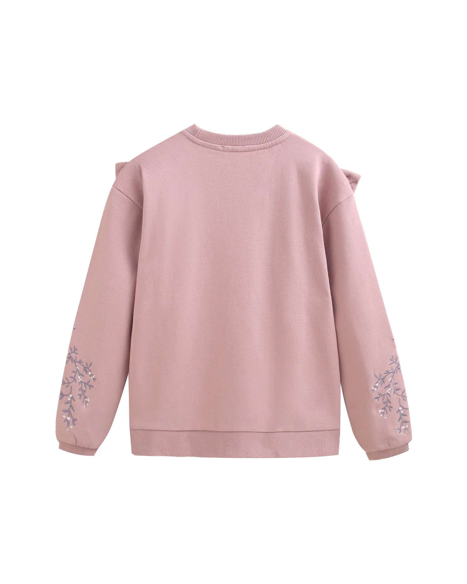 Sweatshirt Infantil com Bordados nas Mangas Rosa-2