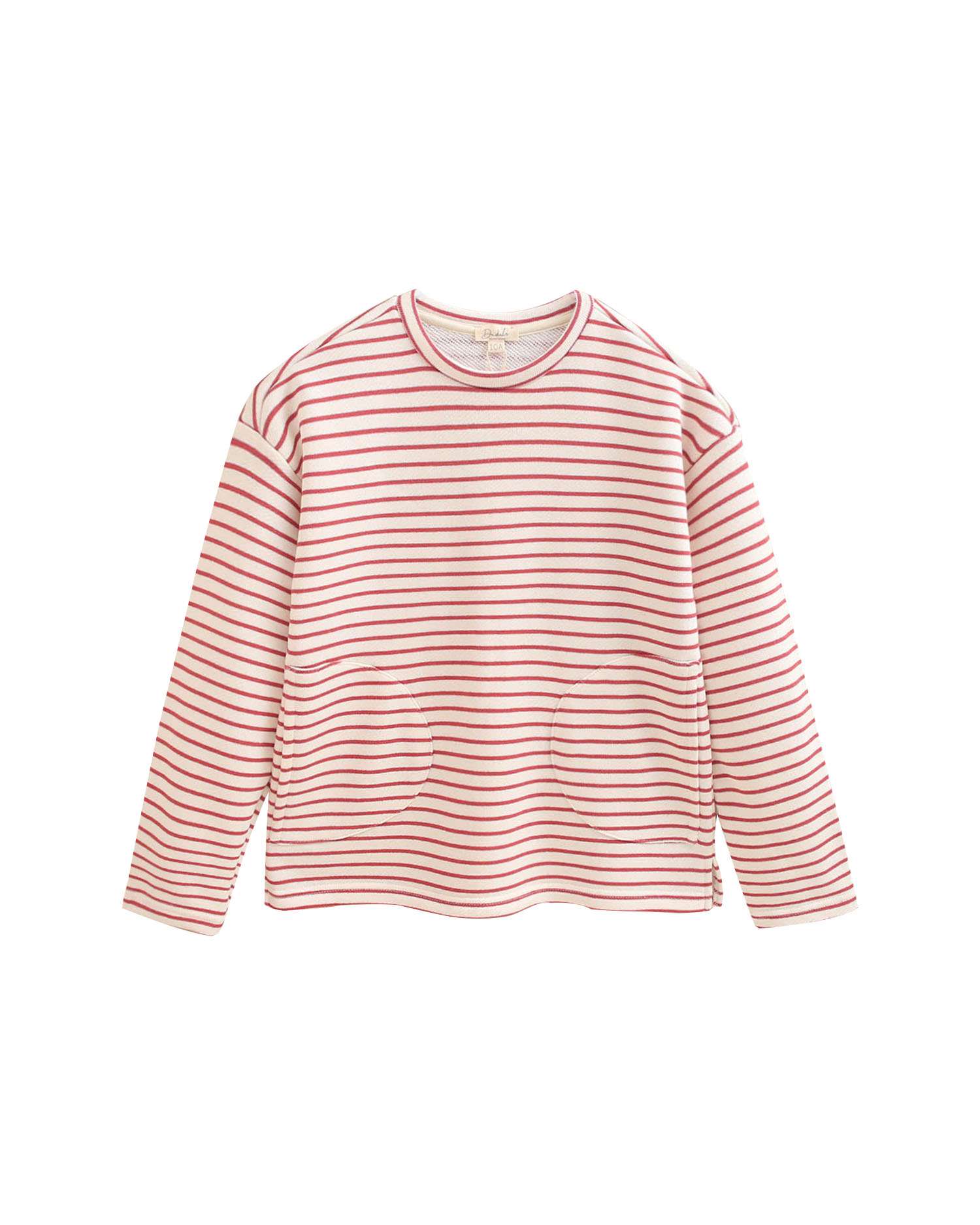 Sweatshirt Infantil Às Riscas Ys com Bolsos Vermelho-4