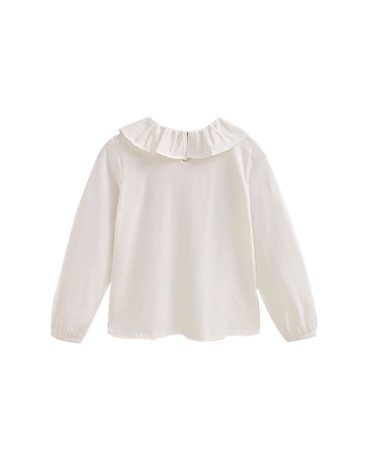 Blusa Infantil de Algodão com Gola Folho Branco-2