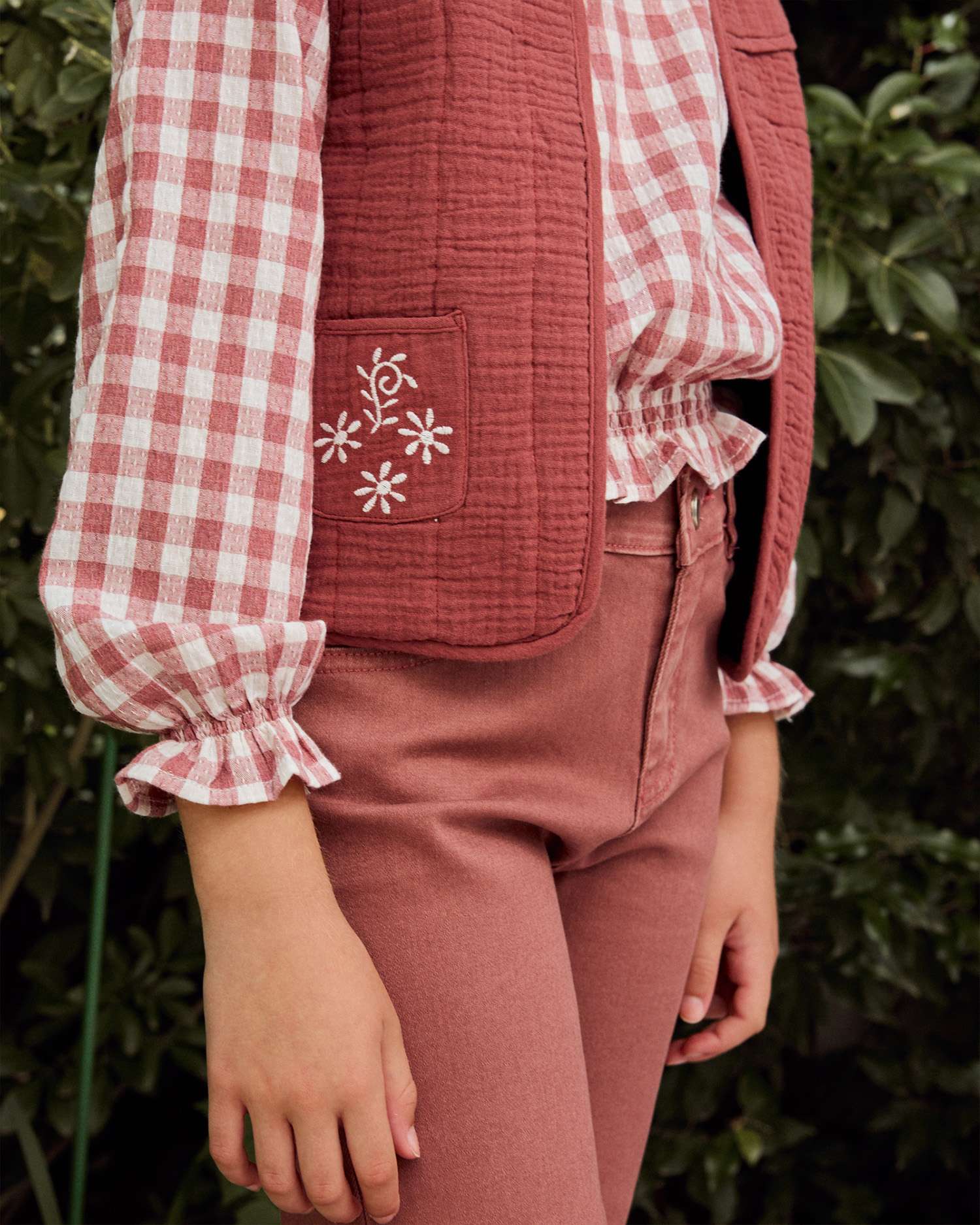 Calças Compridas Culotte Infantil Vermelho-3