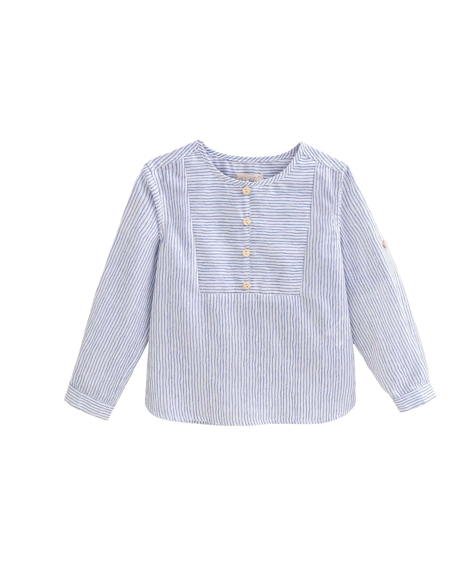 Camisa Infantil Às Riscas com Peitilho Azul-claro-1