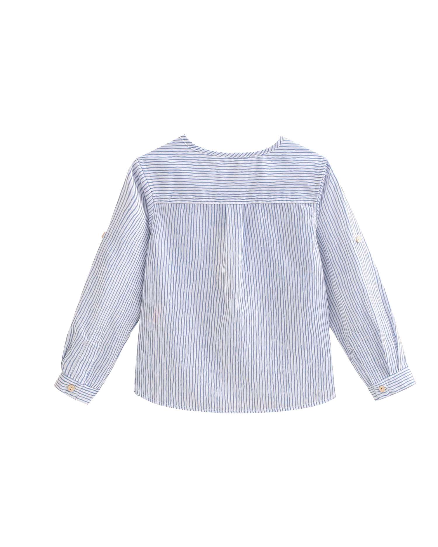 Camisa Infantil Às Riscas com Peitilho Azul-claro-2