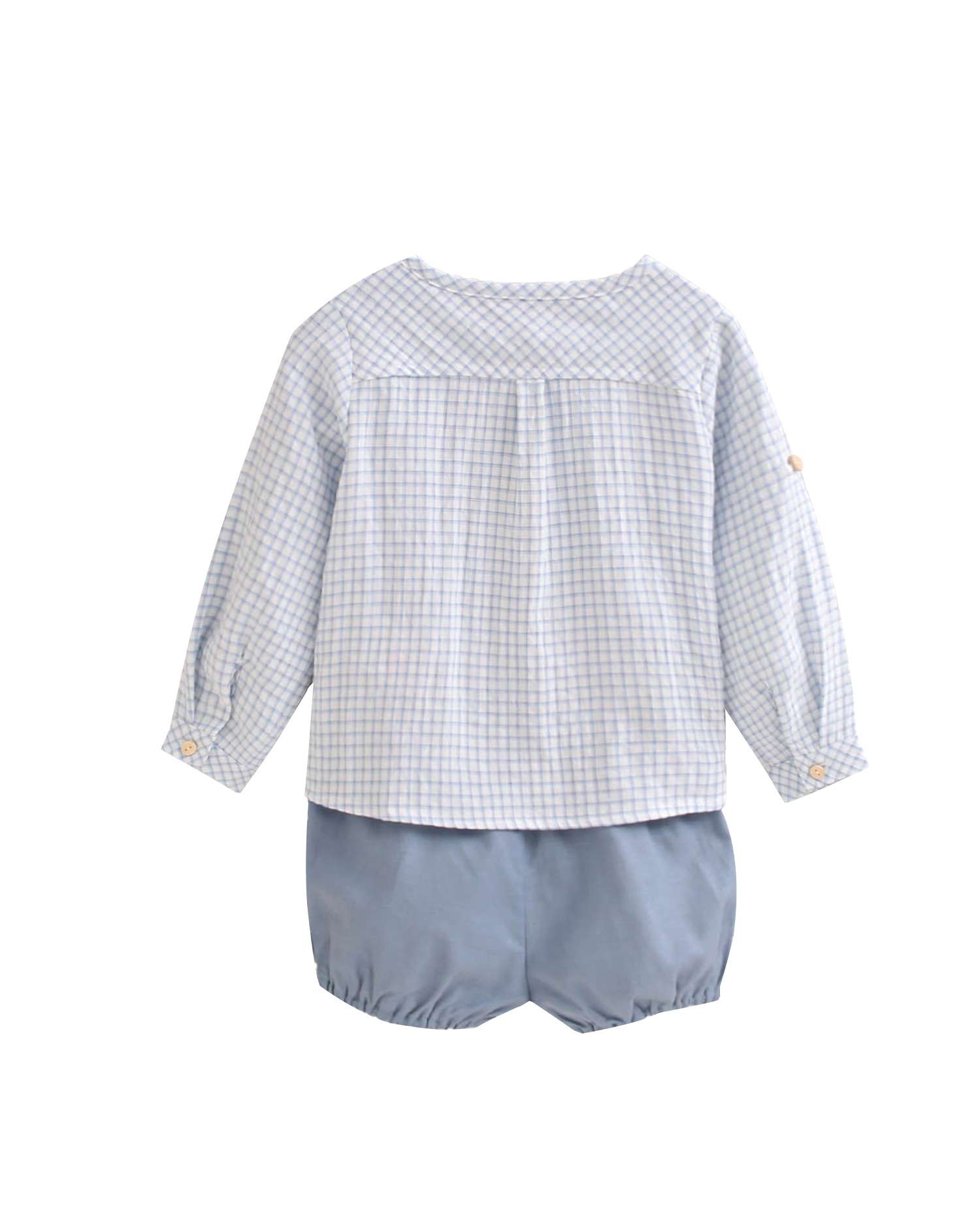 Conjunto para Bebé de Camisa Aos Quadrados Vichy Pastel e Calções Dadati Rosa-pastel-4