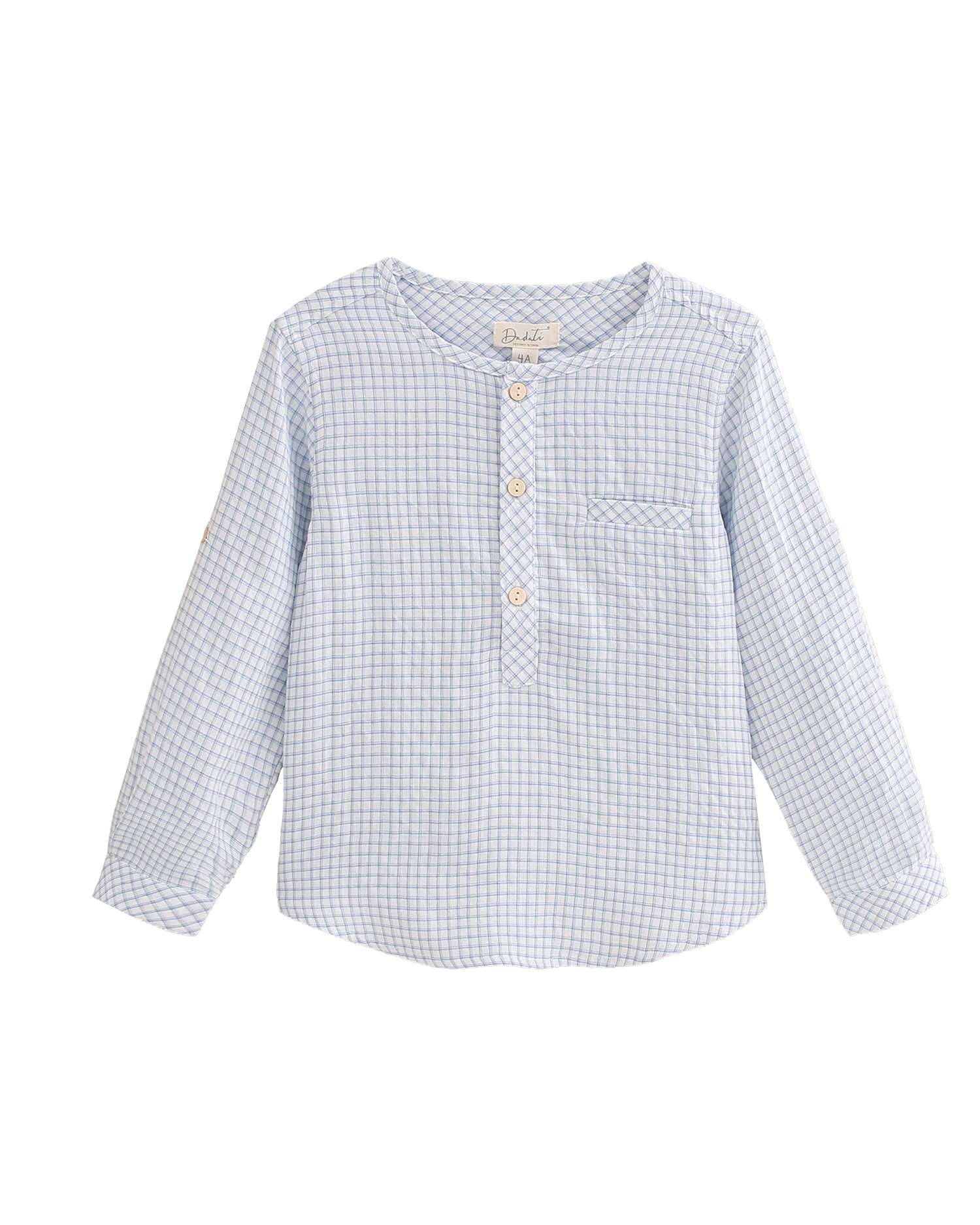 Camisa Infantil Aos Quadrados Azul-claro-1