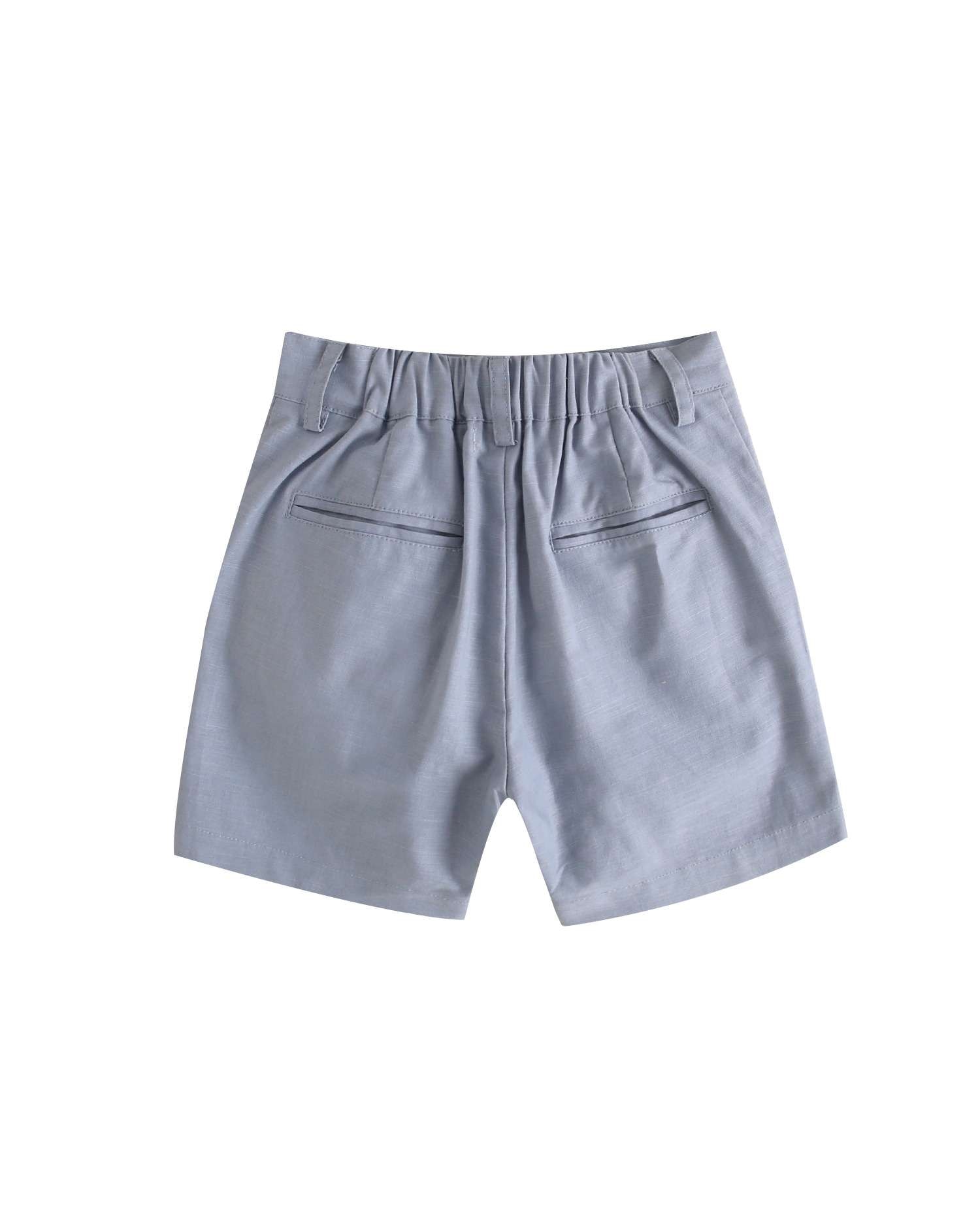 Bermudas Infantil de Linho em Pastel Escuro Azul-2