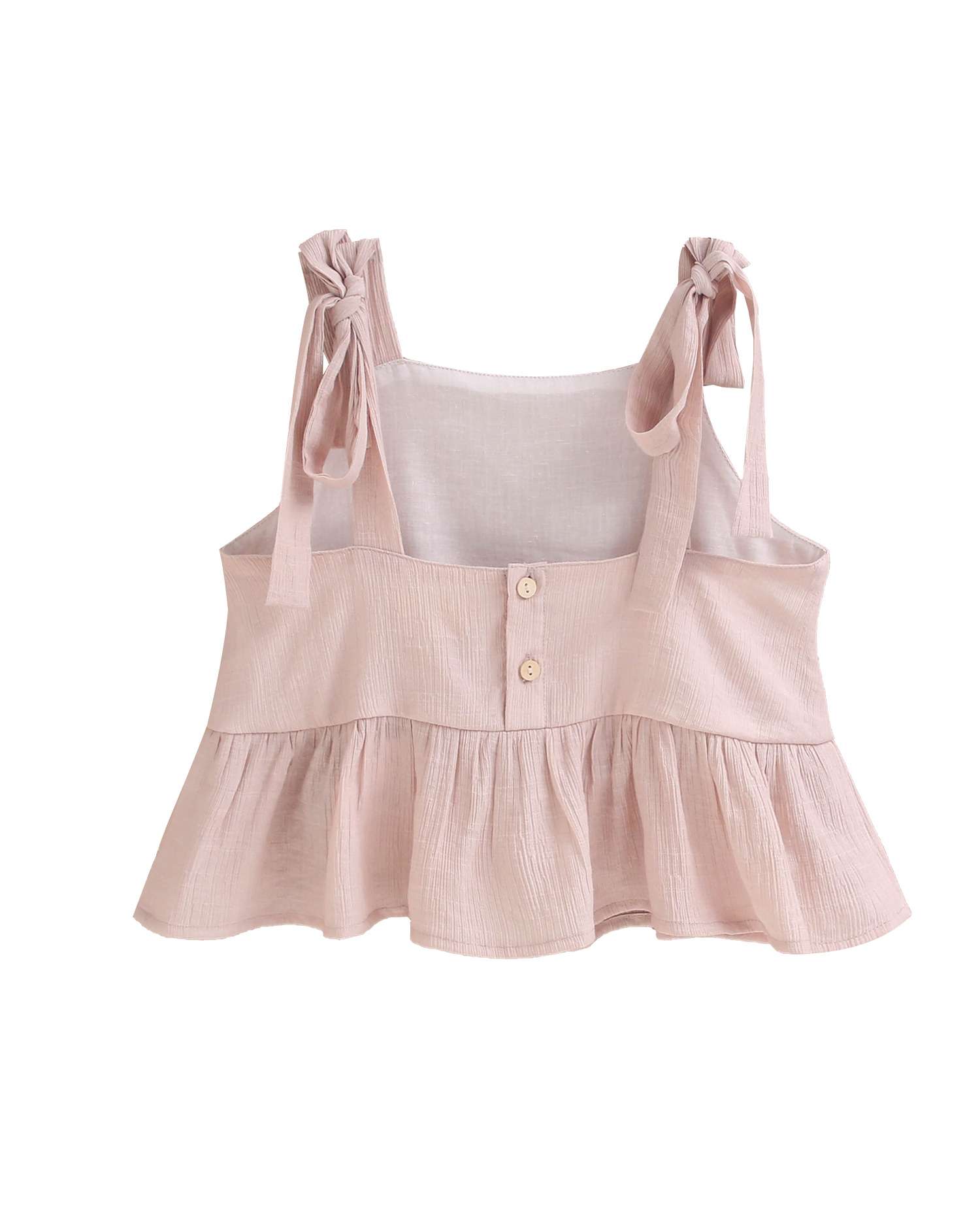 Blusa Infantil com Laçadas nos Ombros e Folho na Bainha Rosa-pastel-5