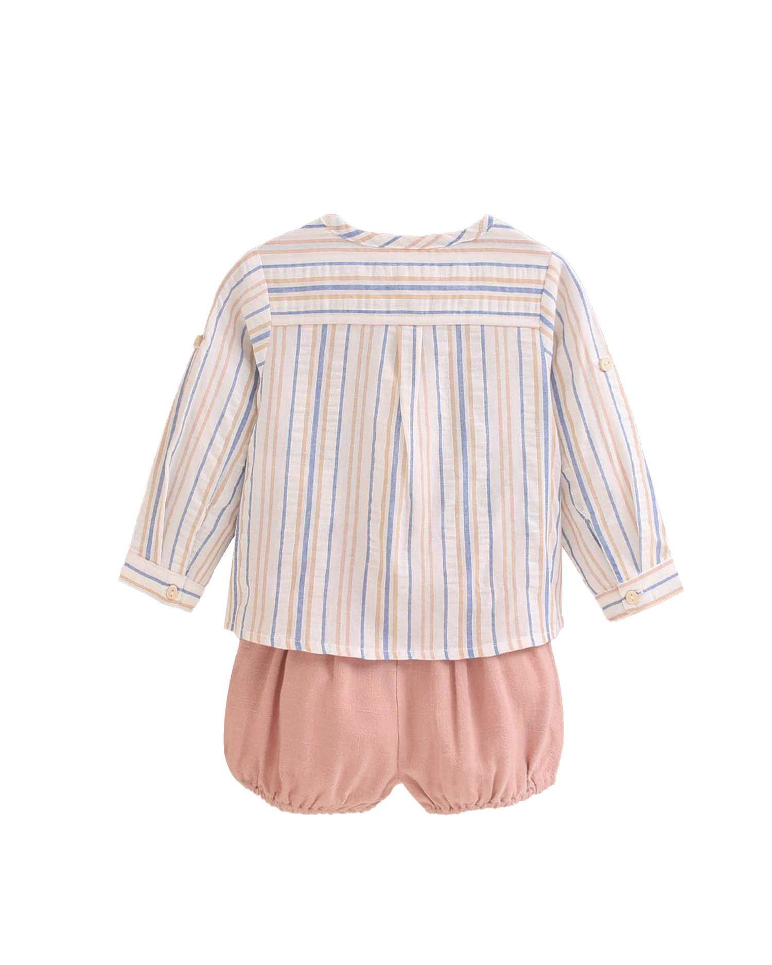 Conjunto para Bebé de Camisa Às Riscas e Calções Dadati Laranja-claro-2