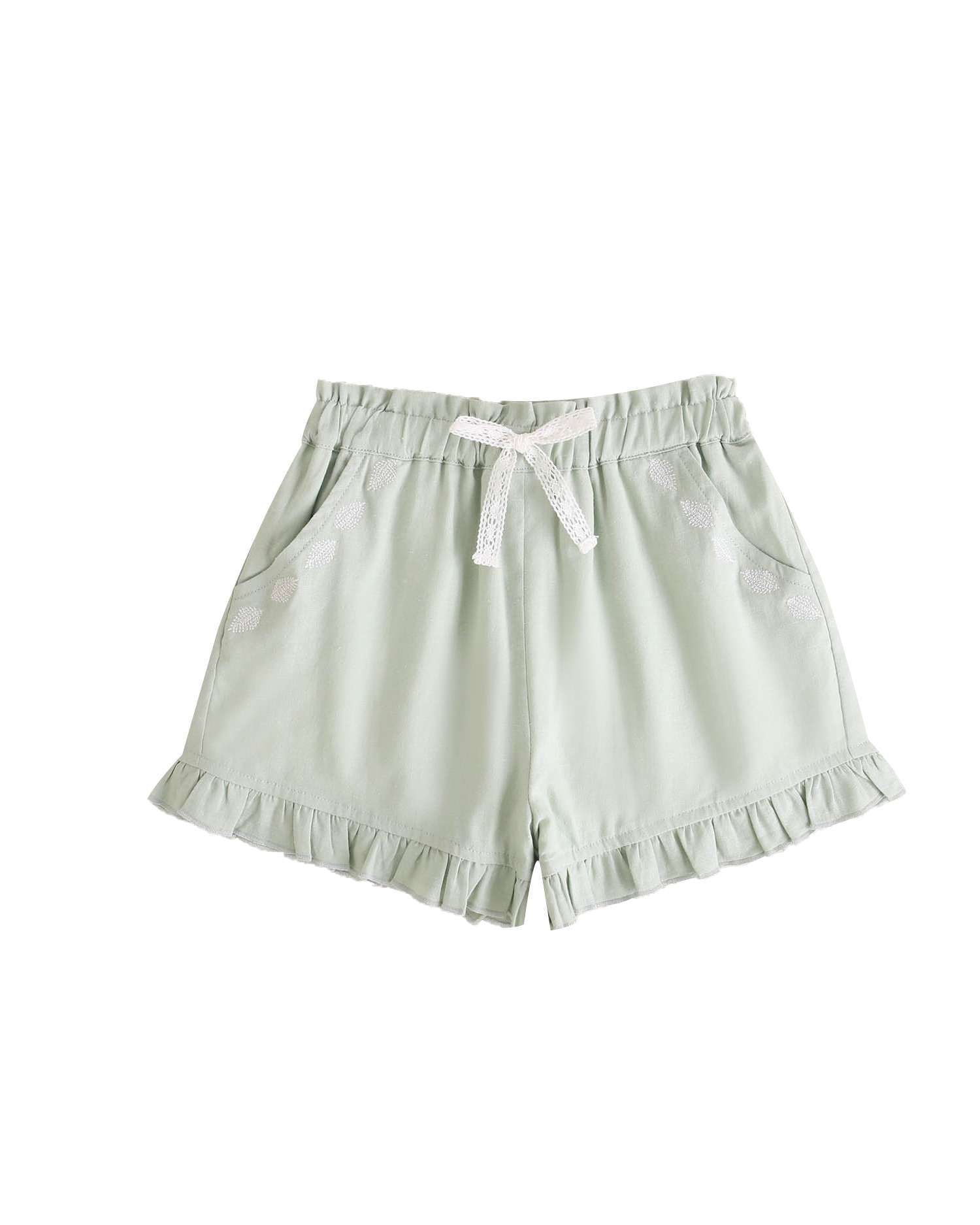 Short Infantil com Cordão e Detalhe nos Bolsos Verde-3