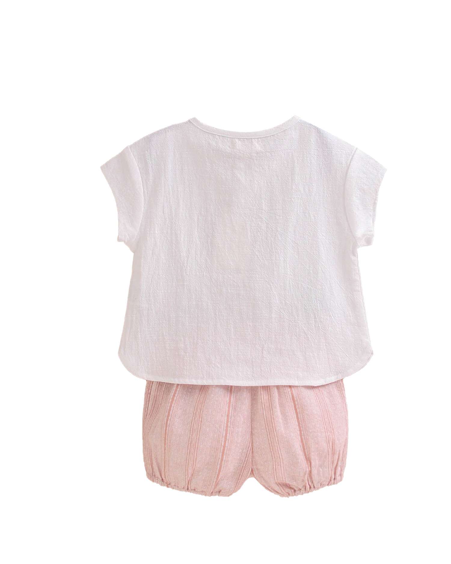 Conjunto para Bebé de Camisa de Manga Curta e Calções Às Riscas Dadati Laranja-claro-2