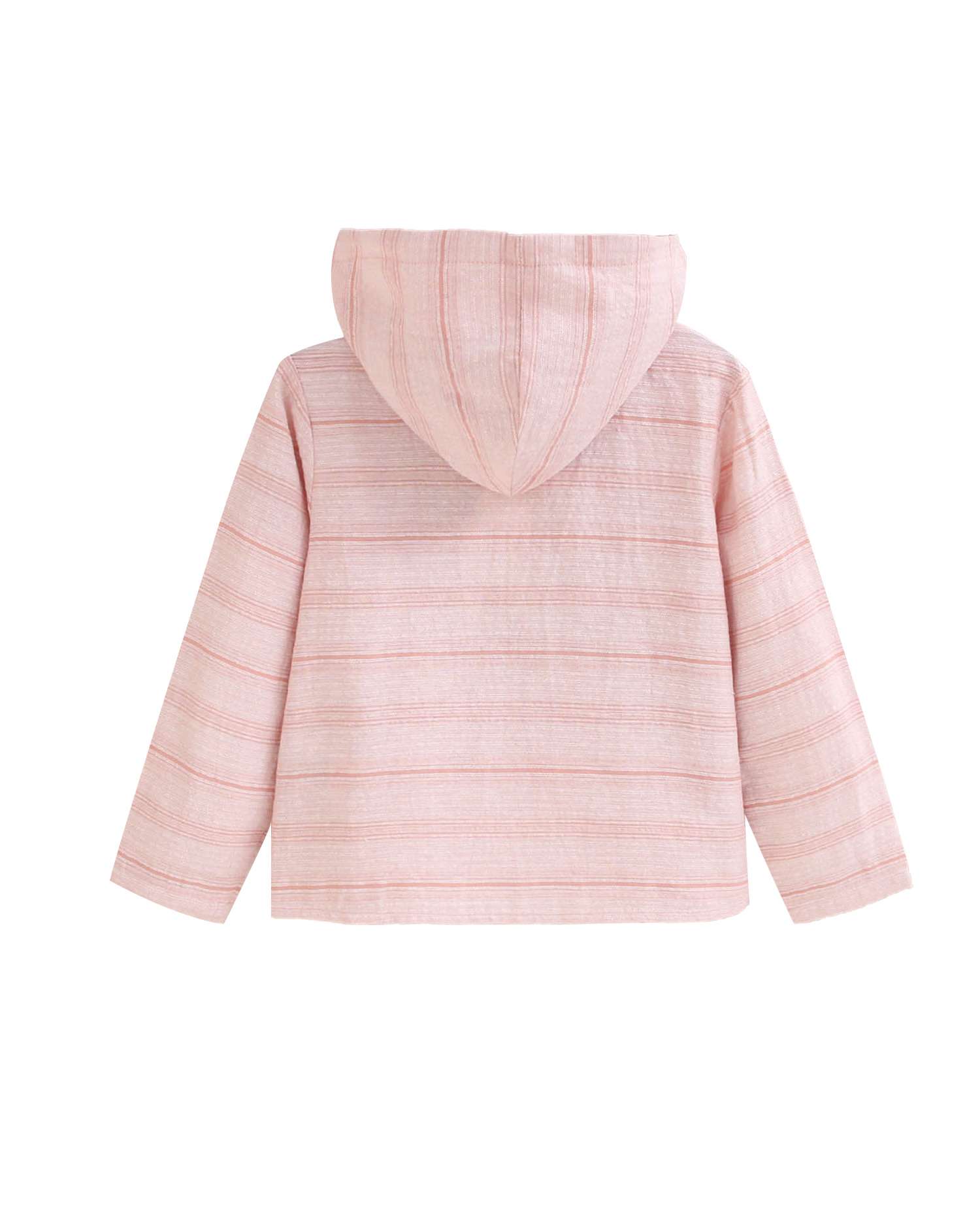 Camisa Infantil Às Riscas com Capuz e Bolso Canguru Laranja-claro-2