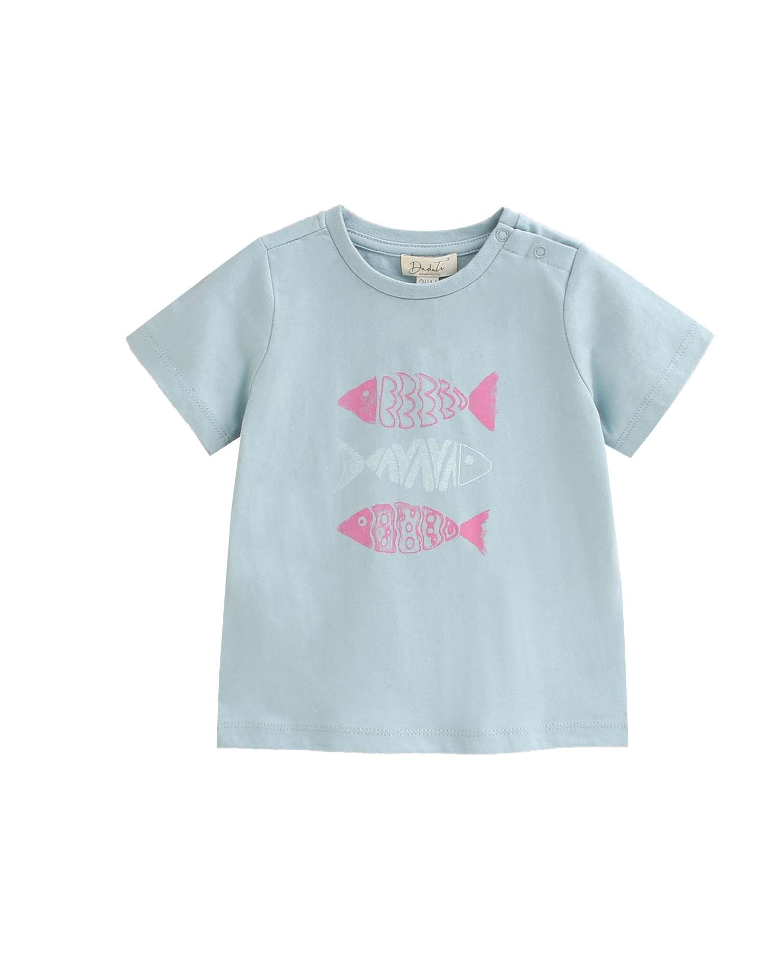 T-shirt para Bebé Bondi com Desenho de Peixes Azul-1