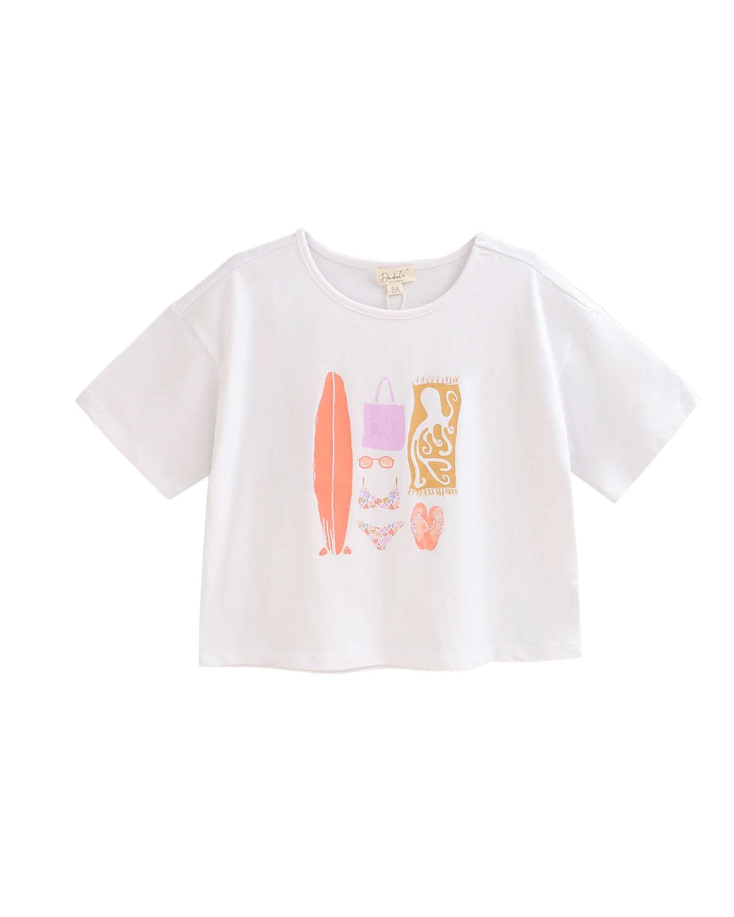 T-shirt Infantil com Desenho Prancha de Surf Dadati Branco-1