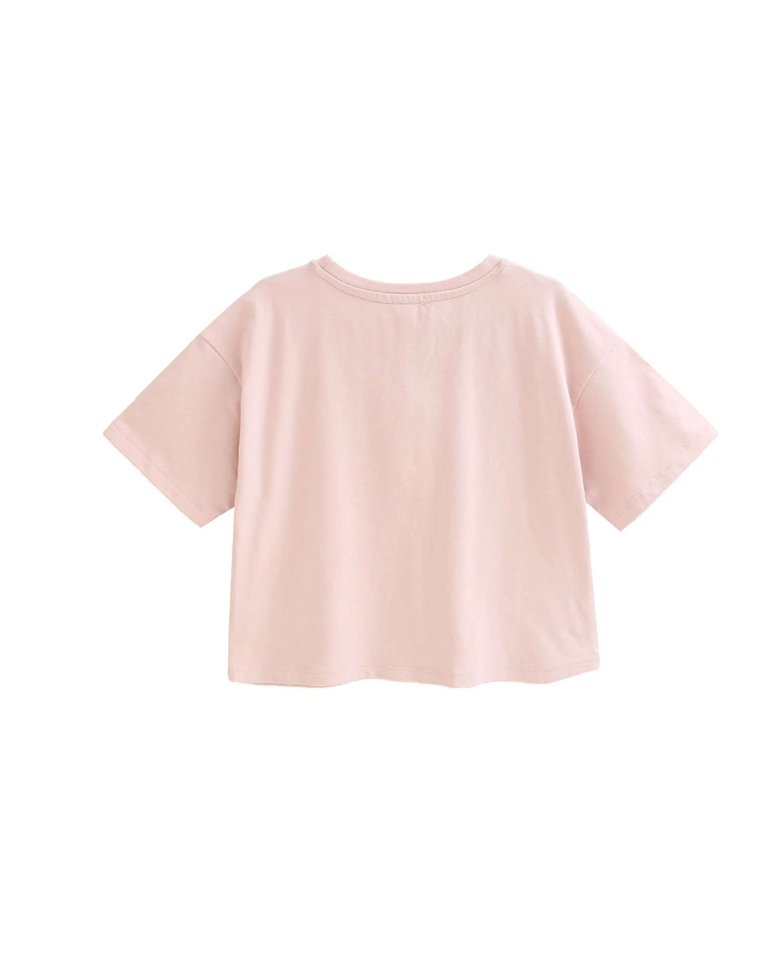 T-shirt Infantil com Desenho de Unicórnio e Lua Rosa-pastel-2