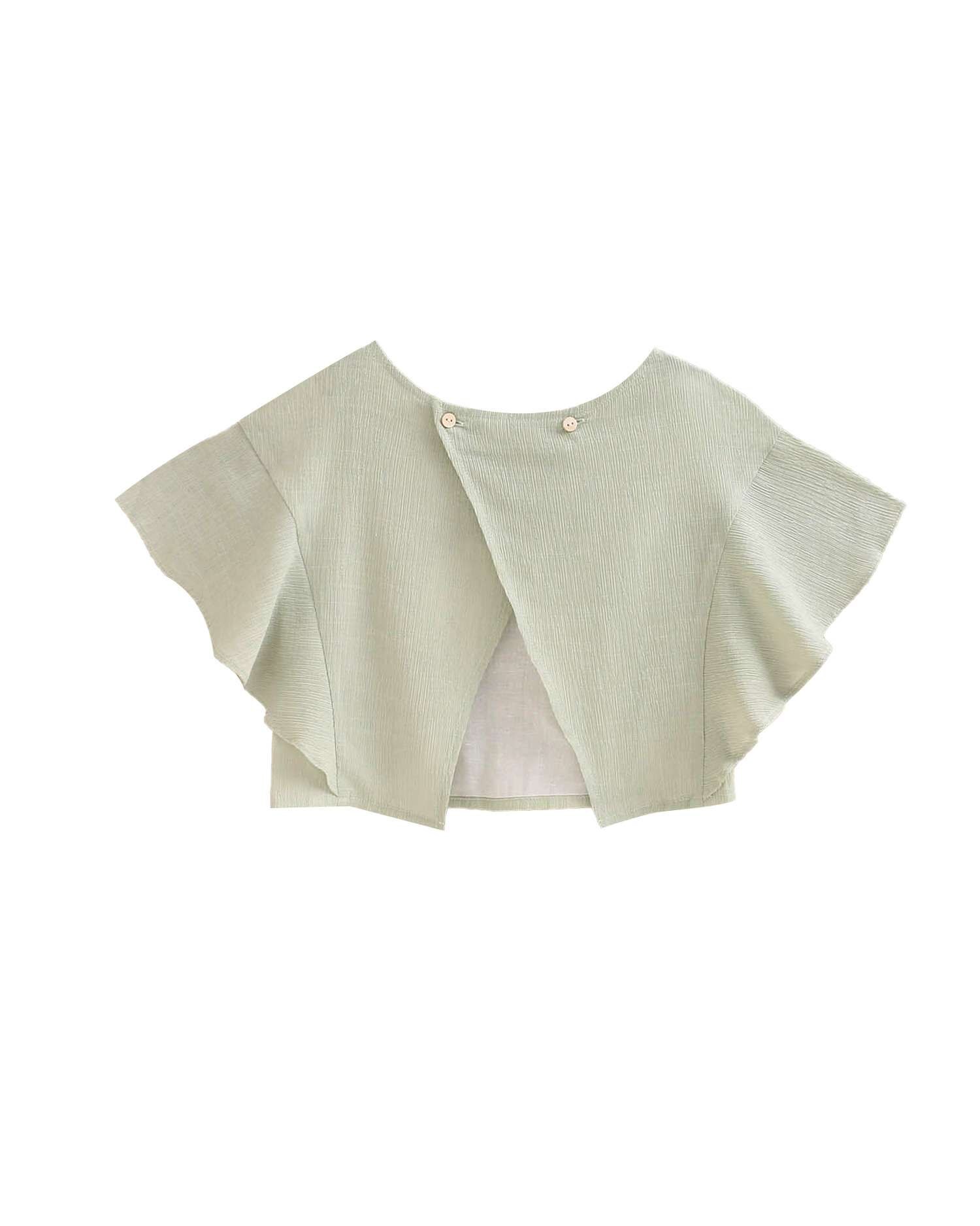 Blusa Infantil com Costas Cruzadas Abertas Dadati Verde-5
