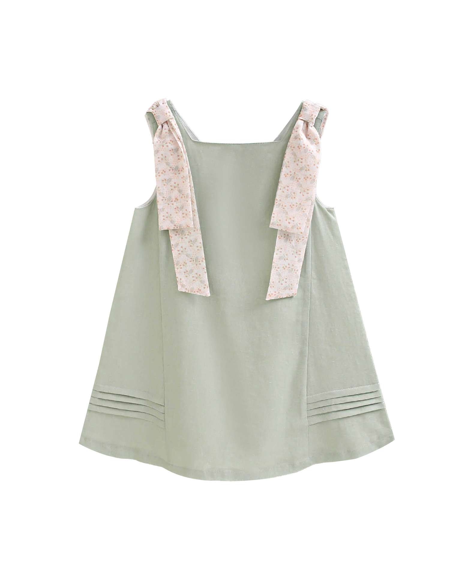 Vestido Infantil com Tiras em Contraste nos Ombros Dadati Verde-menta-4