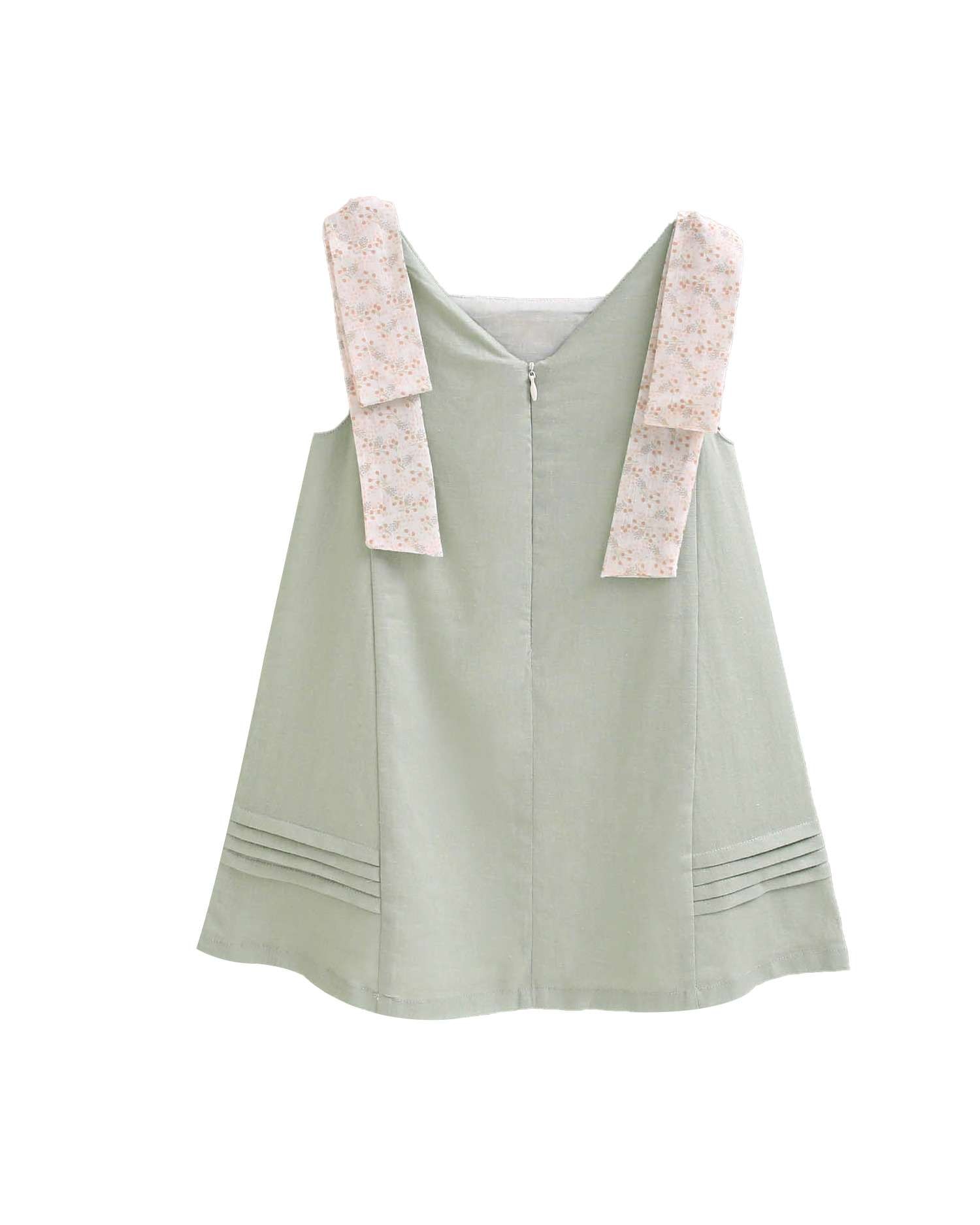 Vestido Infantil com Tiras em Contraste nos Ombros Dadati Verde-menta-5