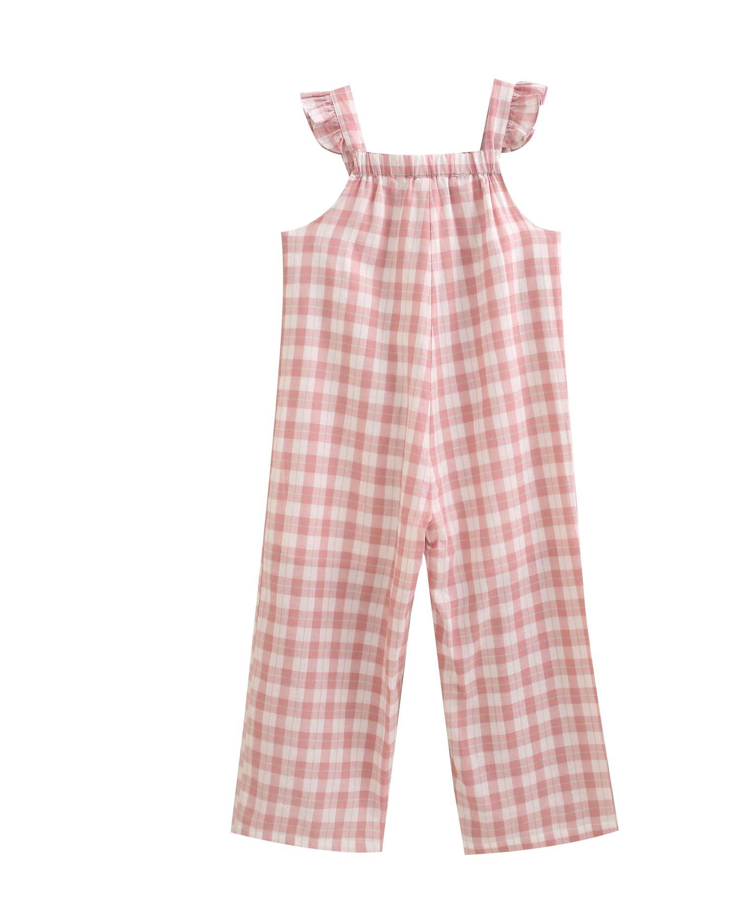 Macacão Comprido Aos Quadrados Vichy com Bolsos Infantil Dadati Rosa-5