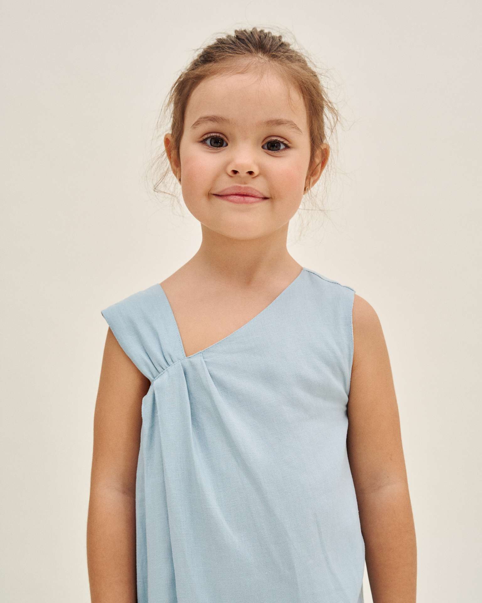 Vestido Infantil com Alça Assimétrica Dadati Azul-1