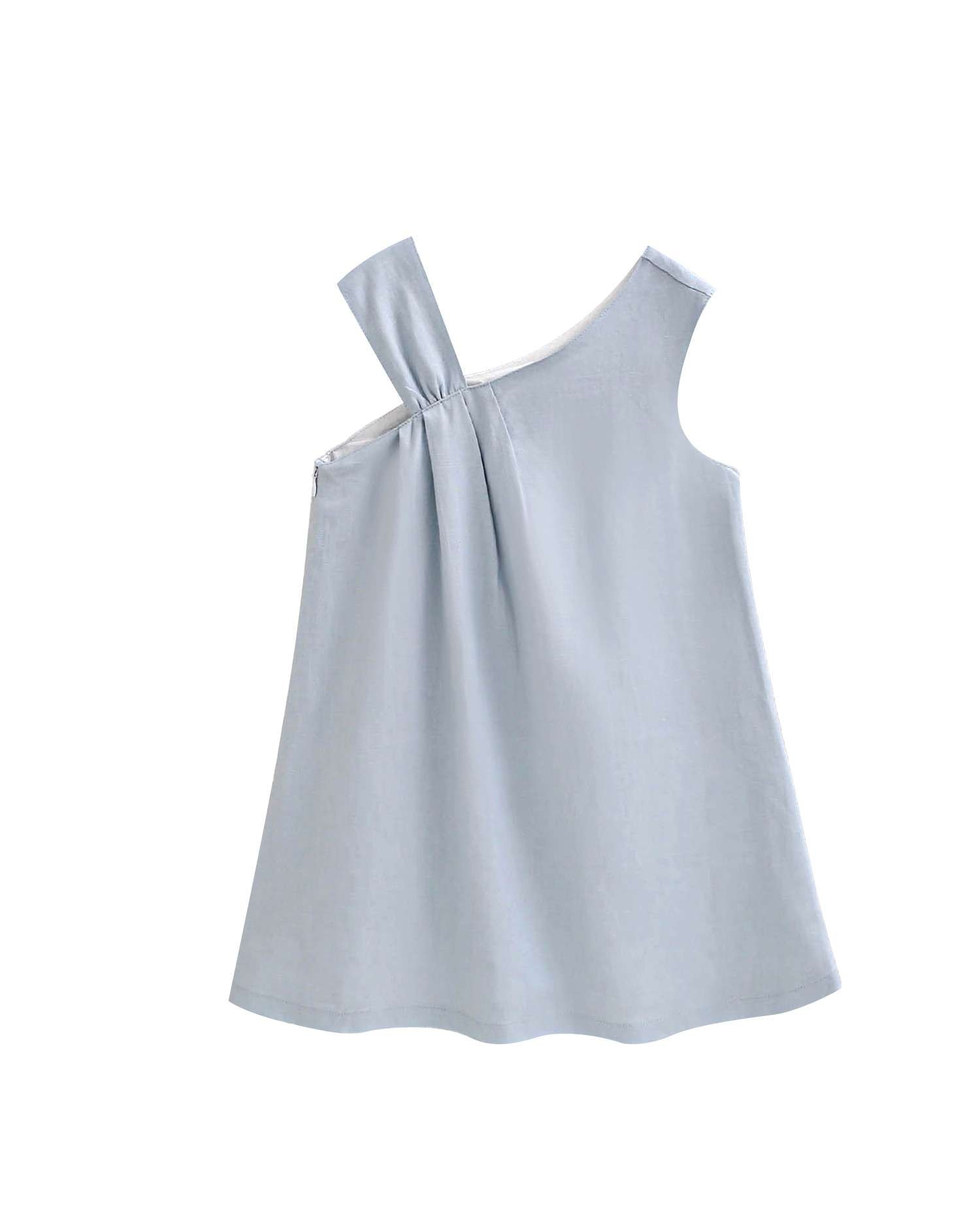 Vestido Infantil com Alça Assimétrica Dadati Azul-3