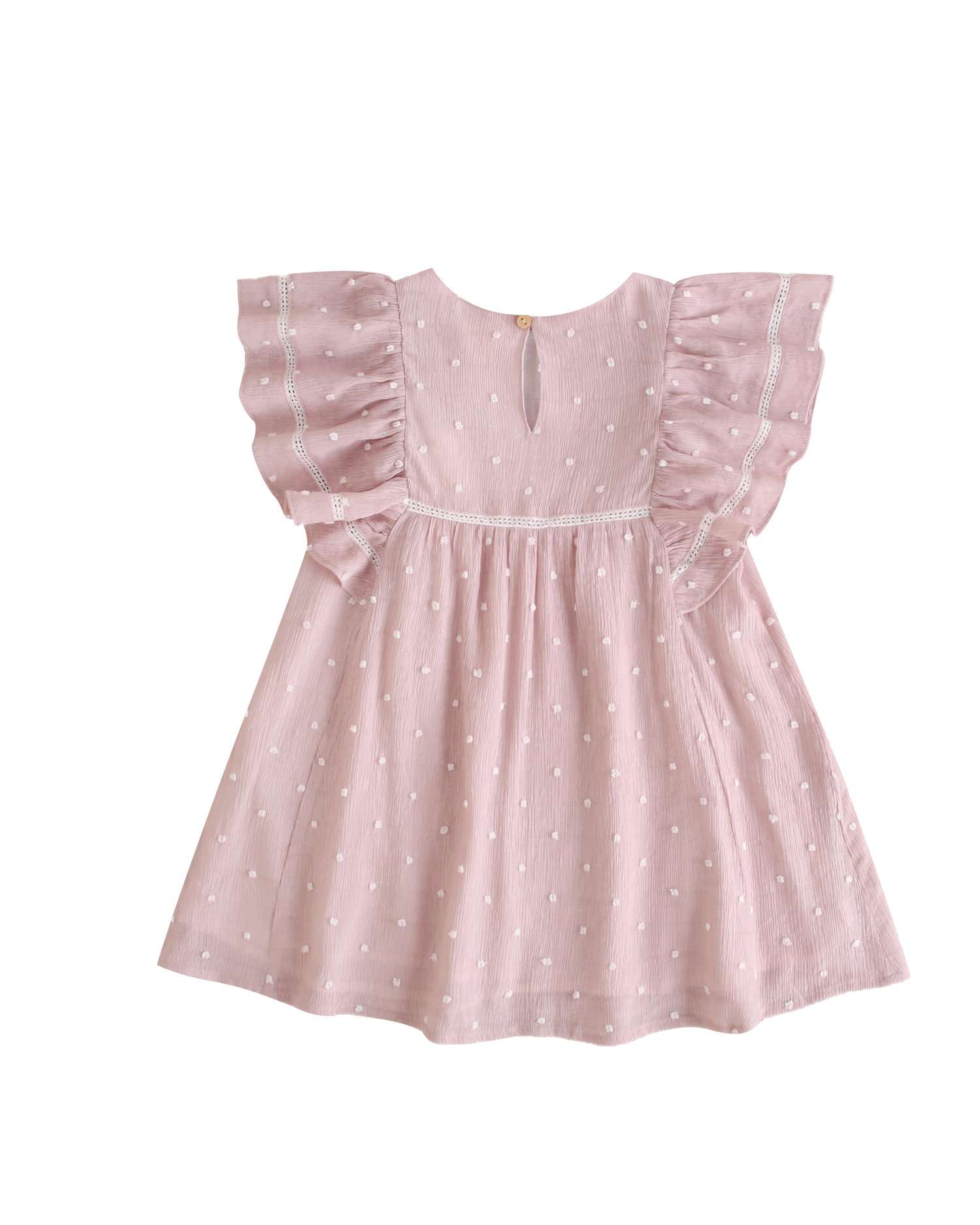 Vestido Infantil de Plumeti com Mini Bolinhas e Manga Folho Dadati Rosa-5