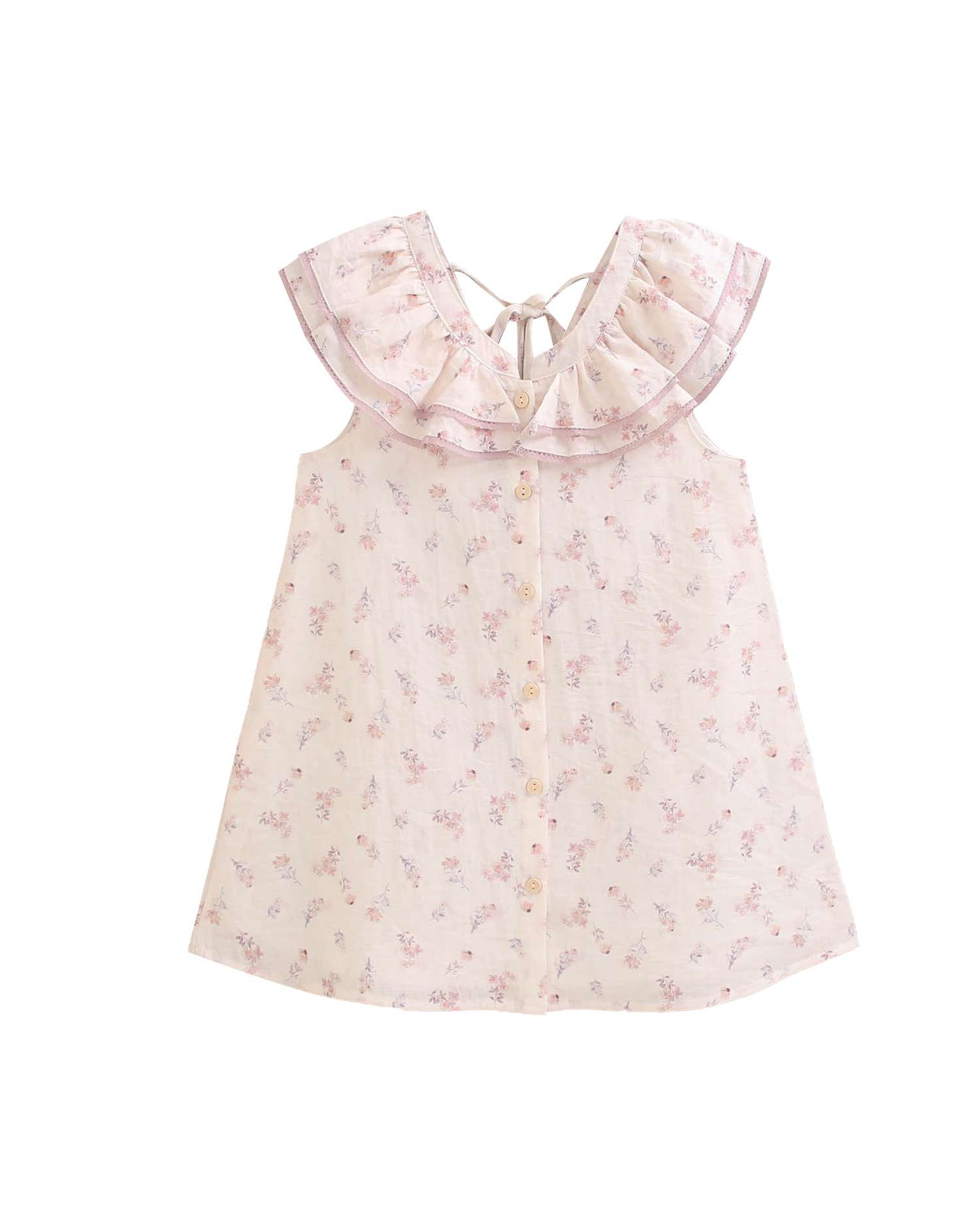 Vestido Infantil com Estampado Floral e Mangas Folho Dadati Branco-4