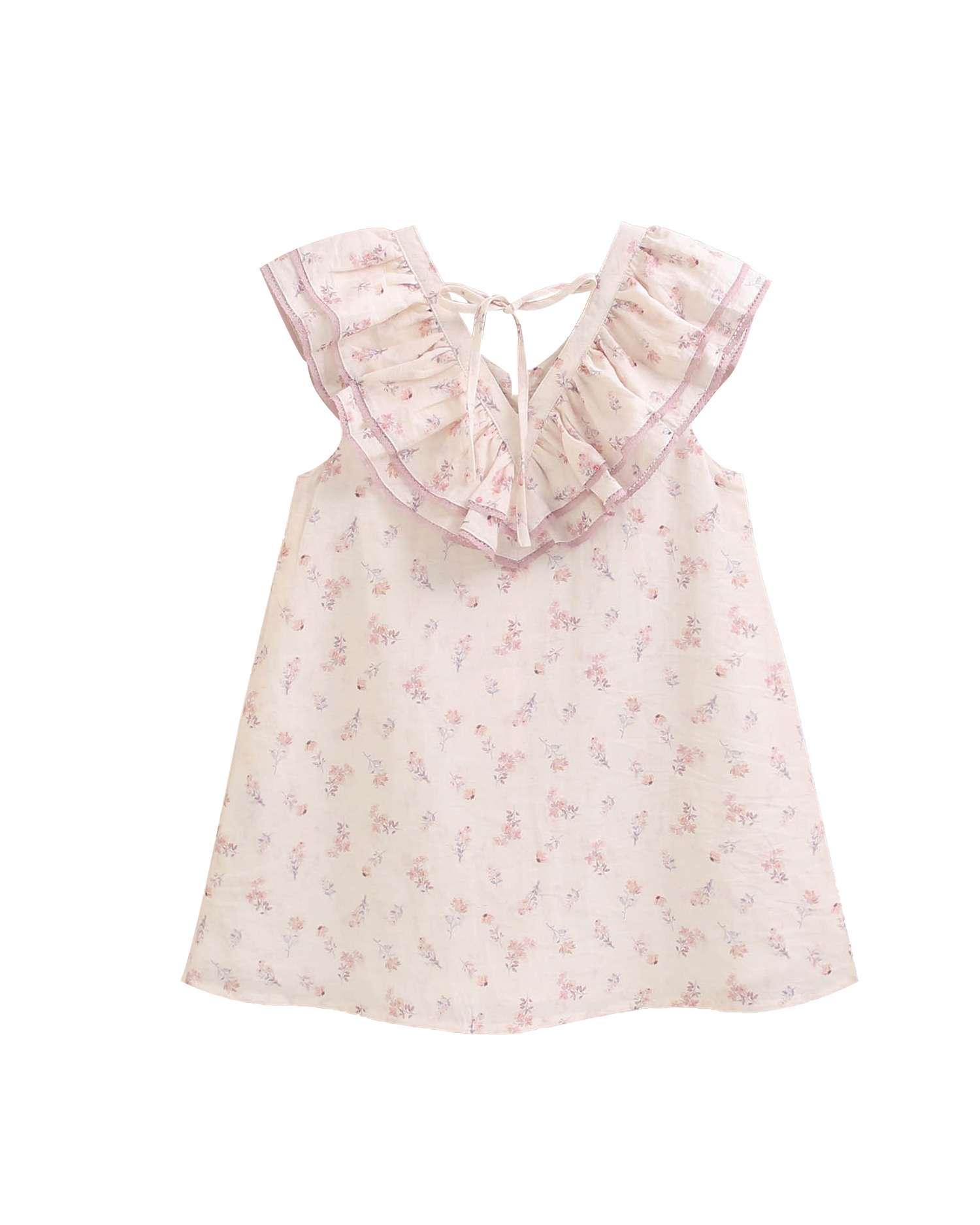 Vestido Infantil com Estampado Floral e Mangas Folho Dadati Branco-5