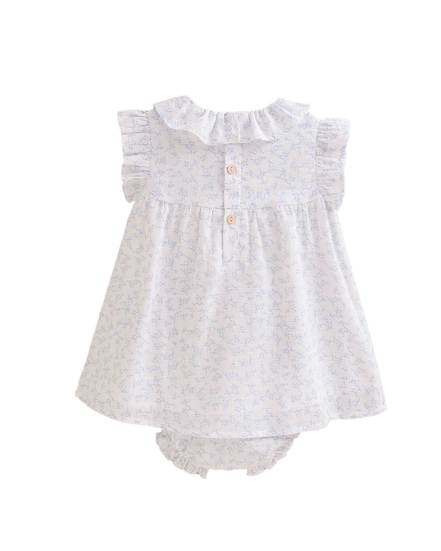 Vestido para Bebé com Estampado e Gola em Conjunto Dadati Branco / Azul-2