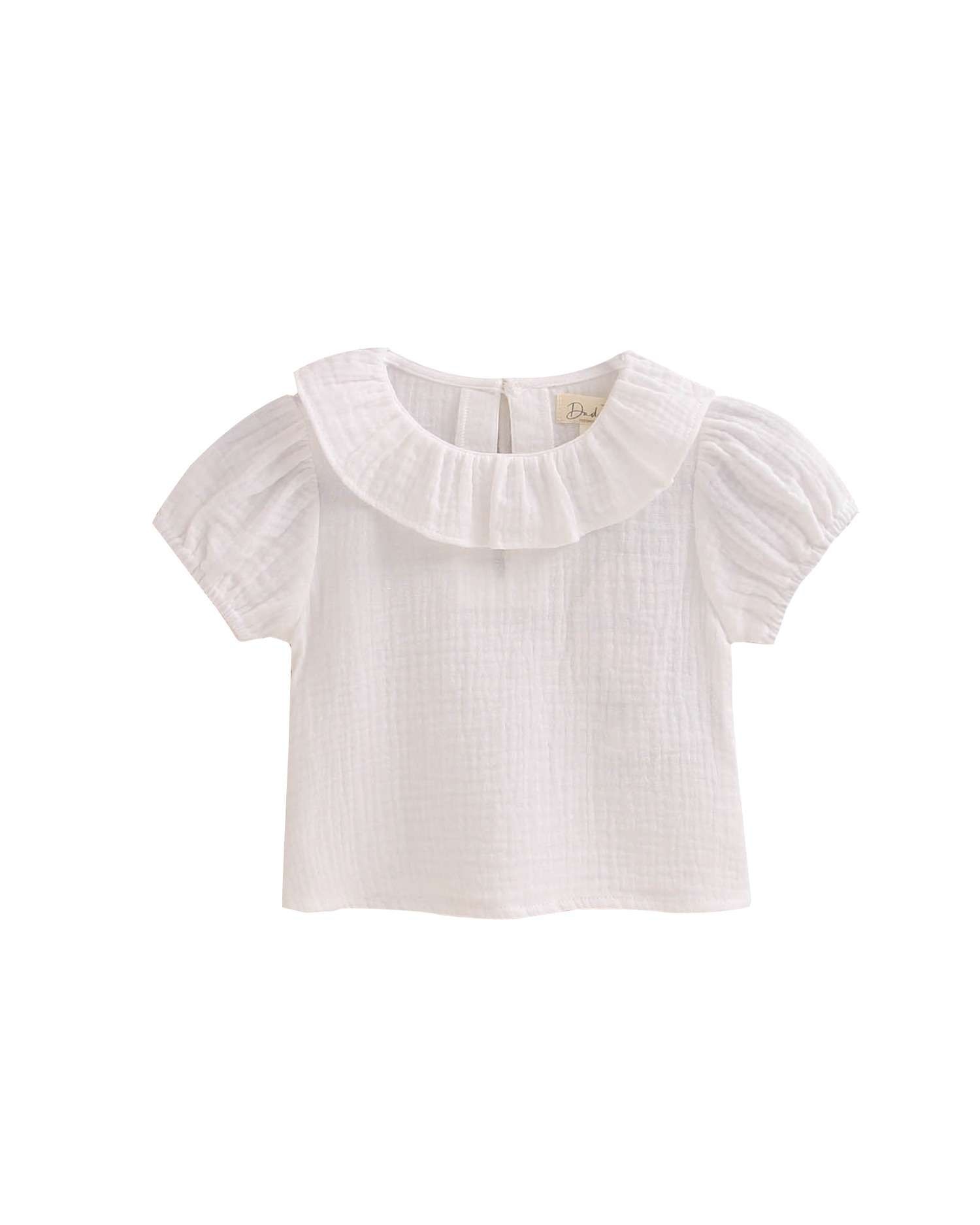 Blusa para Bebé de Muselina com Manga Abalonada Branco-1