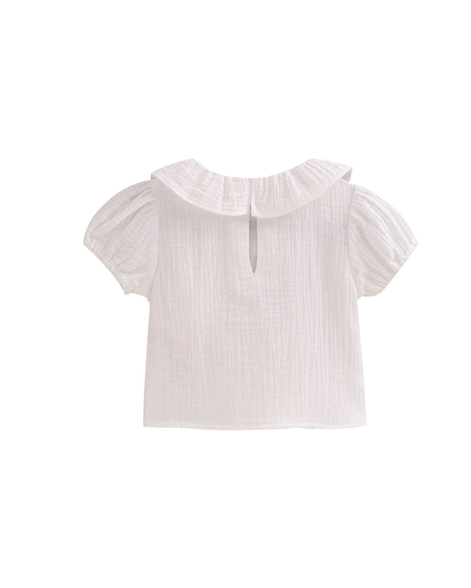 Blusa para Bebé de Muselina com Manga Abalonada Branco-2