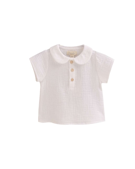 Imagem 0 de Camisa de Bebé em Musselina Branca com Gola de Bebé