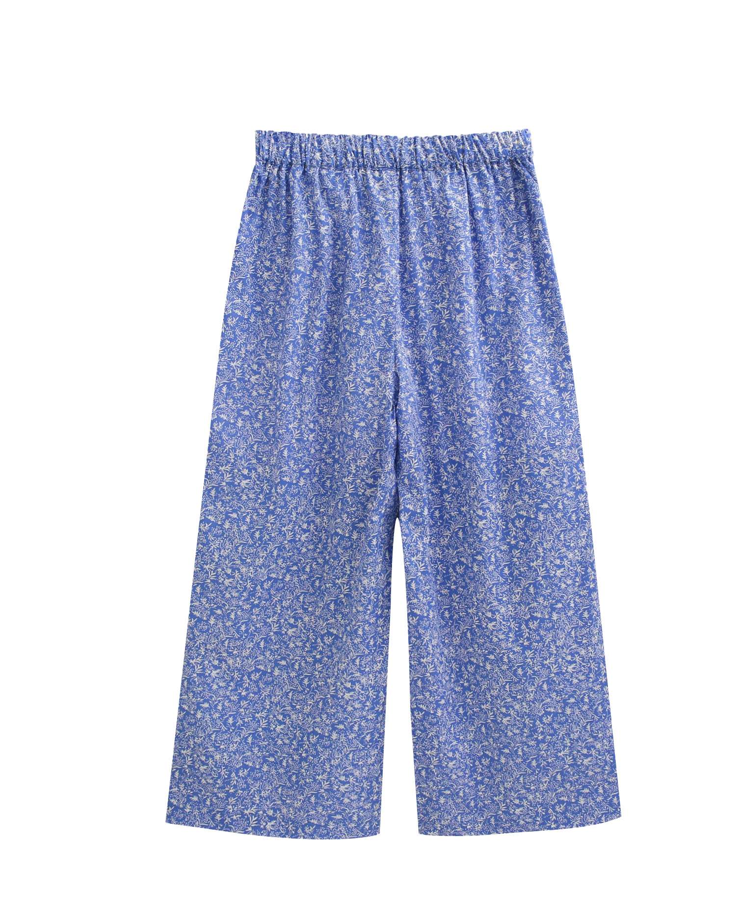Calças Infantil com Estampado e Debrum Azul / Branco-2