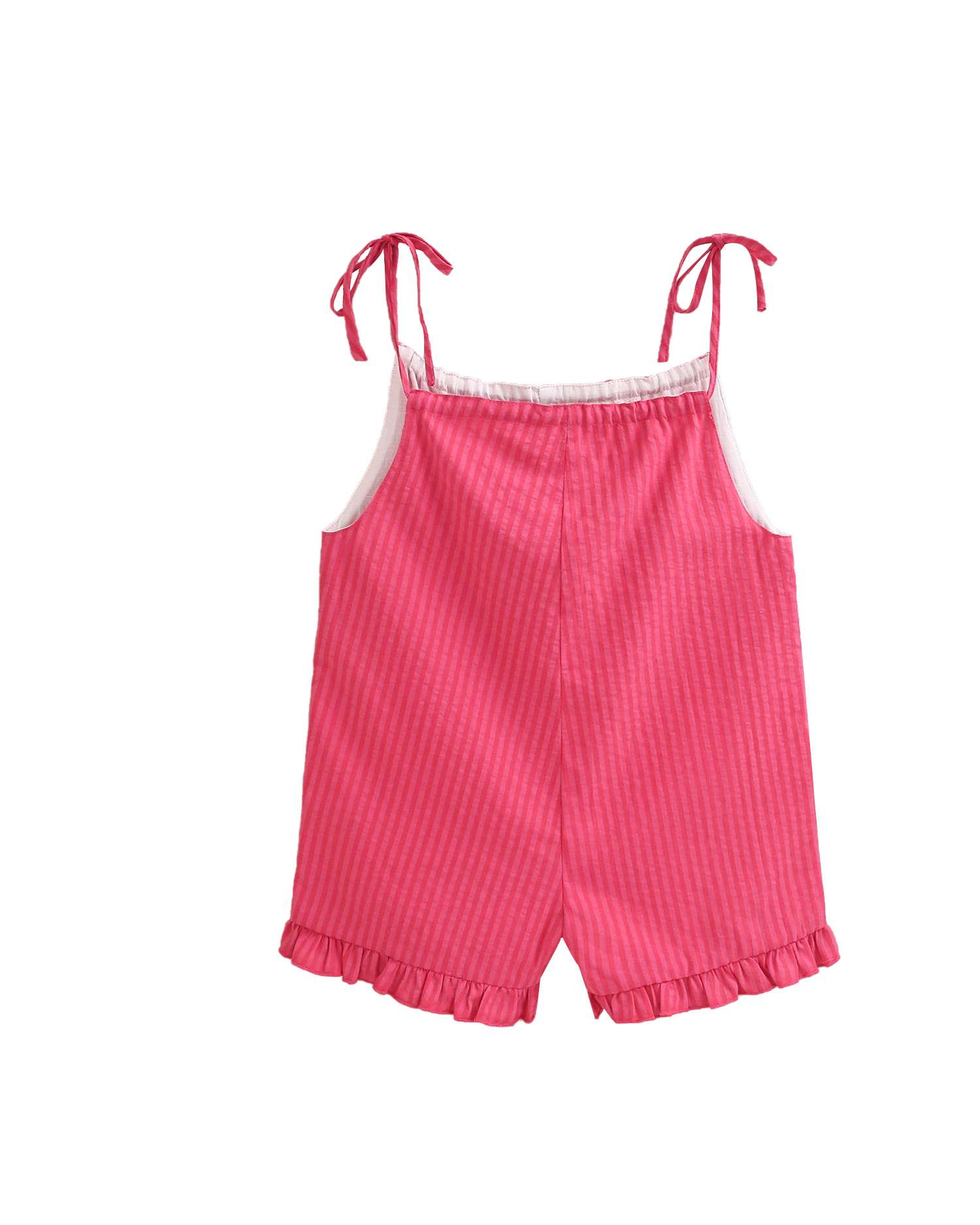 Macacão Curto Infantil com Alças Laço Dadati Rosa-3