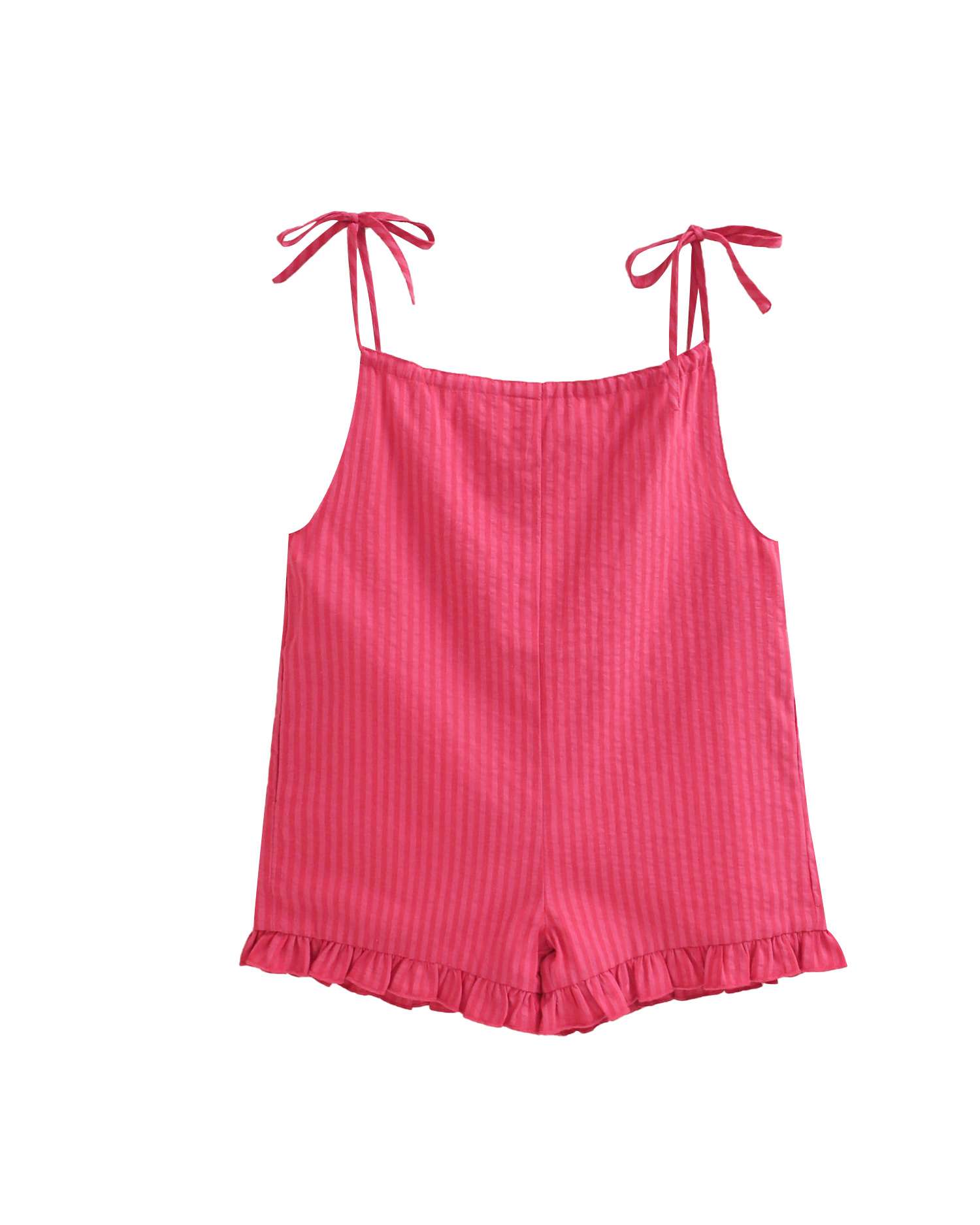 Macacão Curto Infantil com Alças Laço Dadati Rosa-4