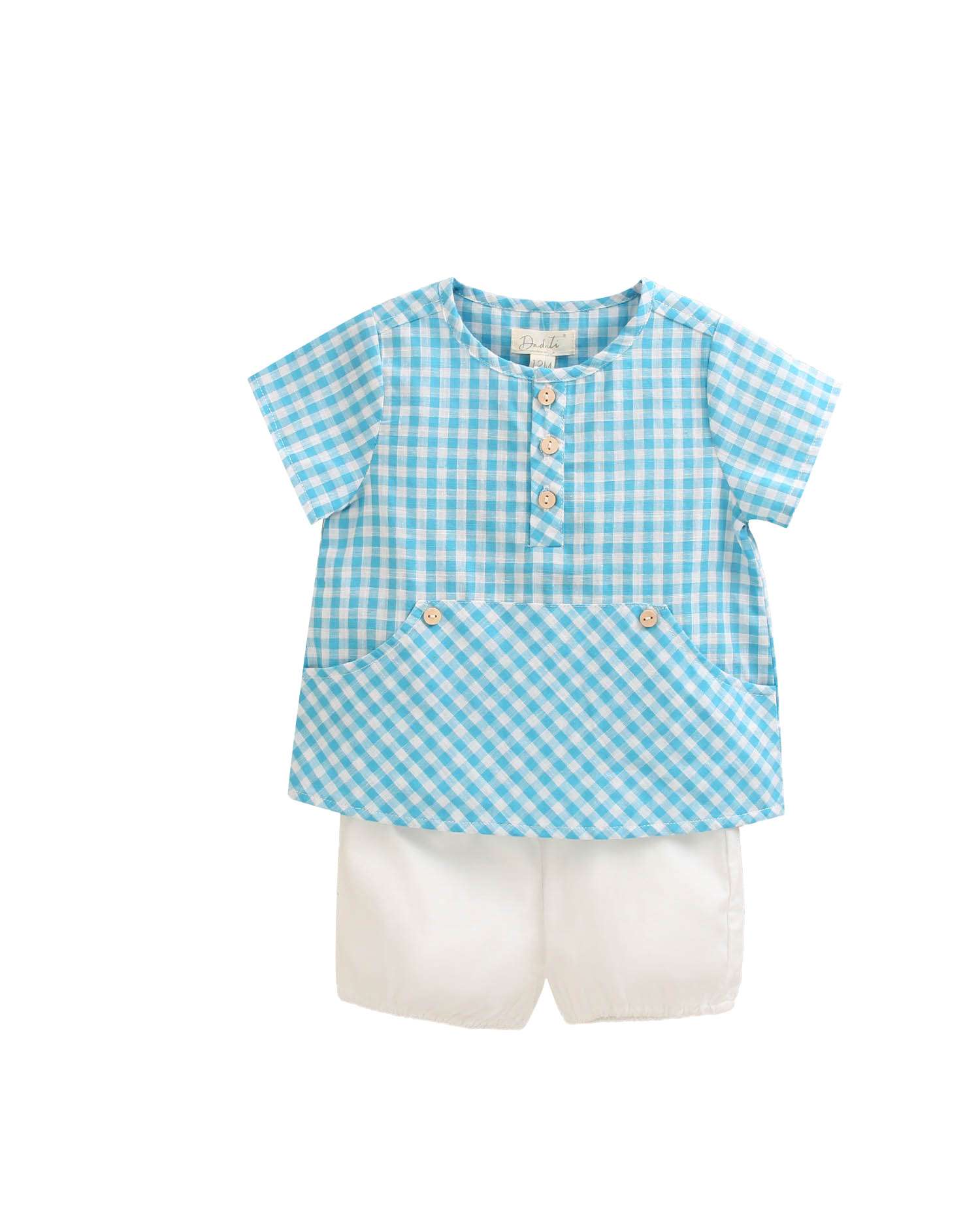 Conjunto para Bebé de Camisa Vichy e Calções Dadati Turquesa-2
