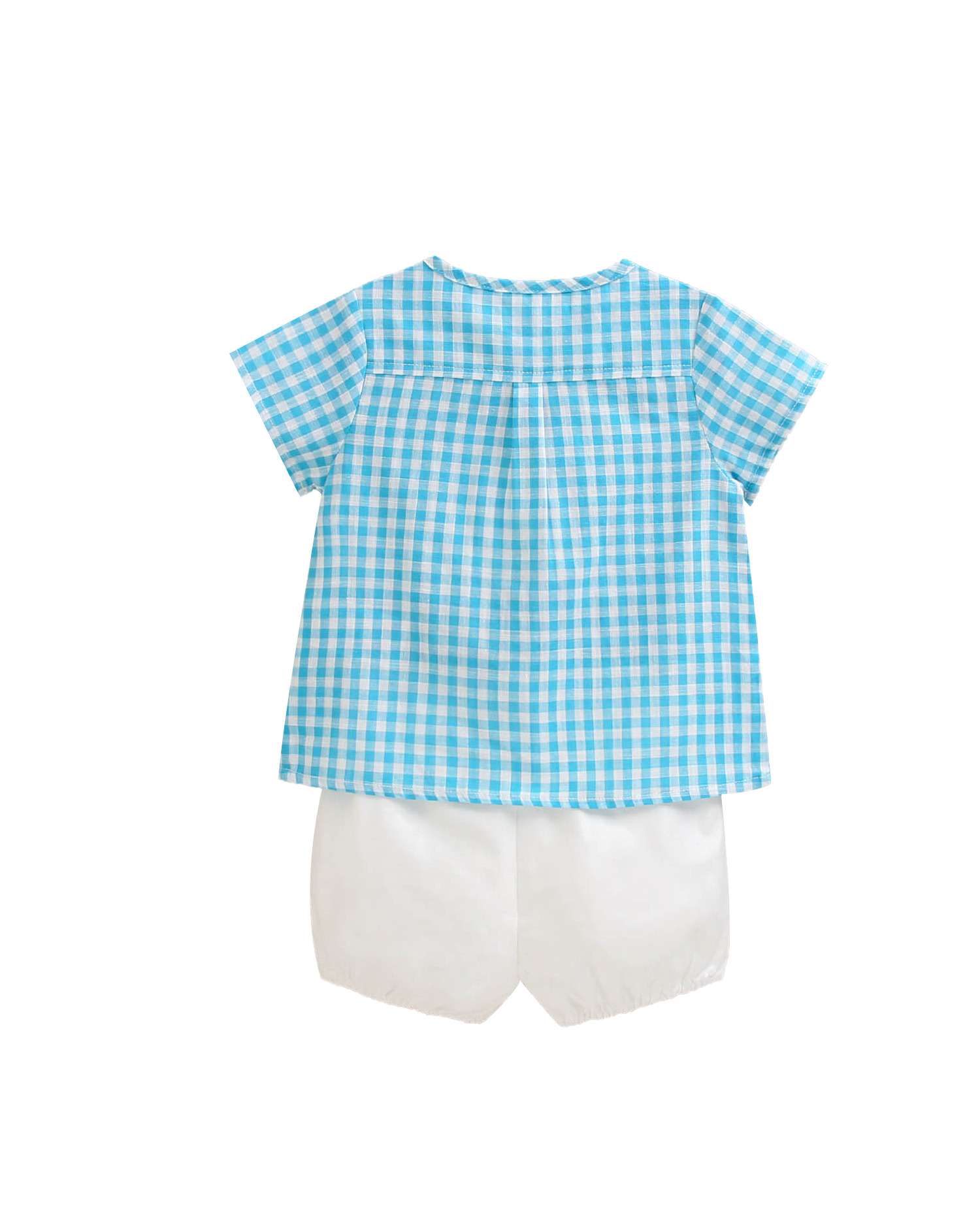 Conjunto para Bebé de Camisa Vichy e Calções Dadati Turquesa-3