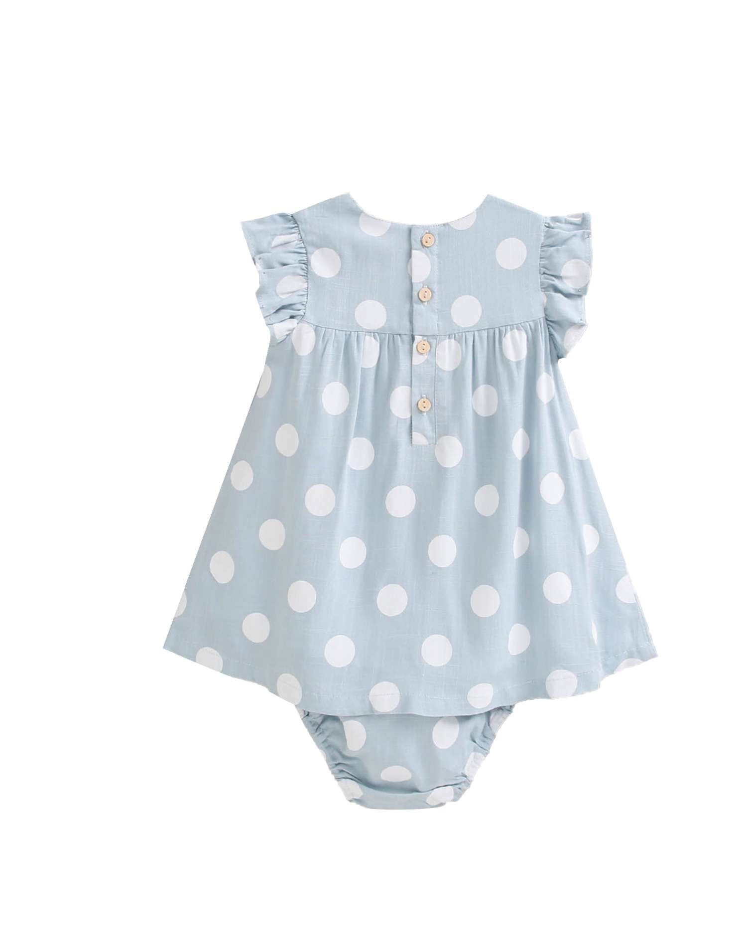 Vestido para Bebé com Bolinhas e Gola em Conjunto Azul-celeste-2