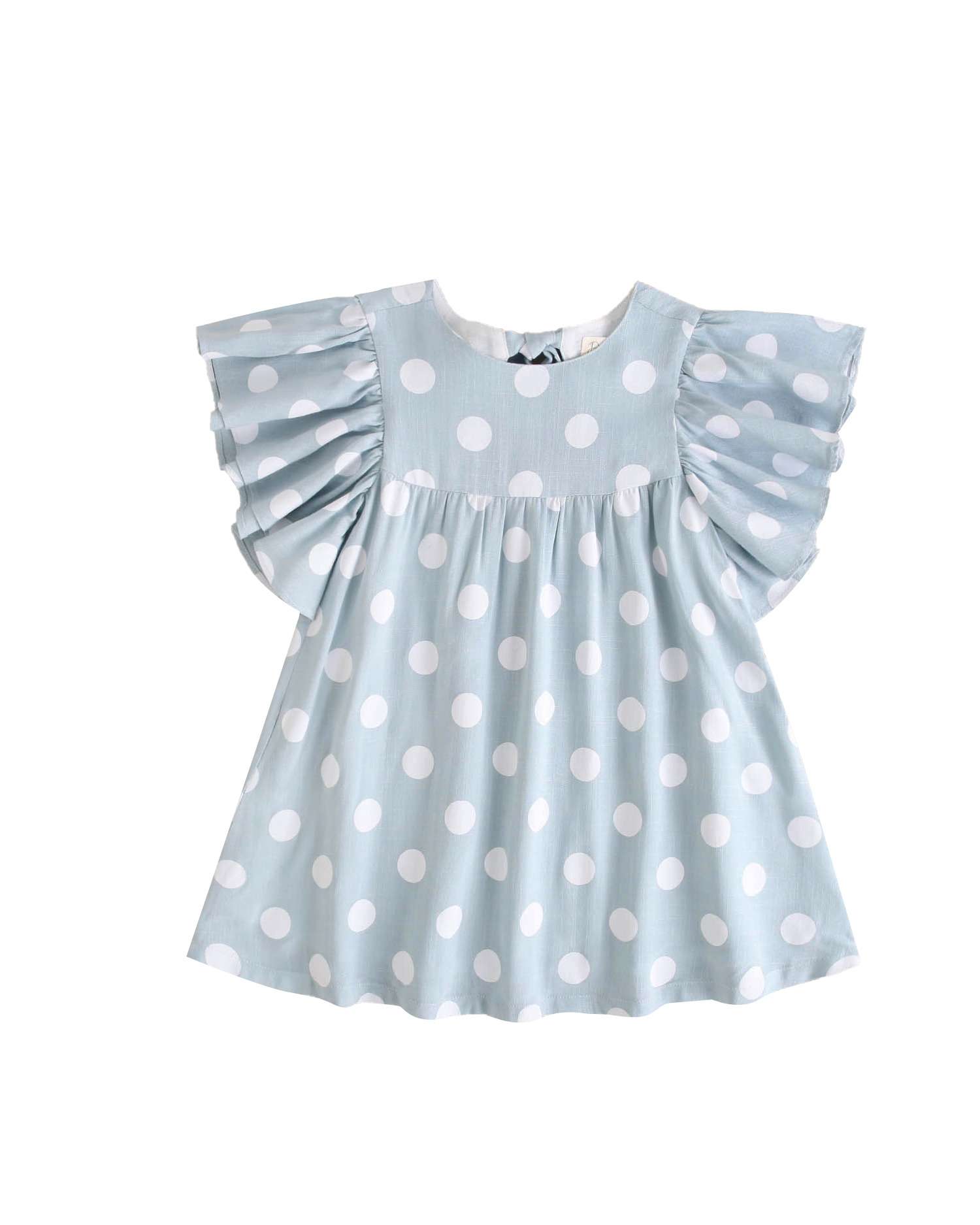 Vestido Infantil com Bolinhas e Laço nas Costas Azul-4