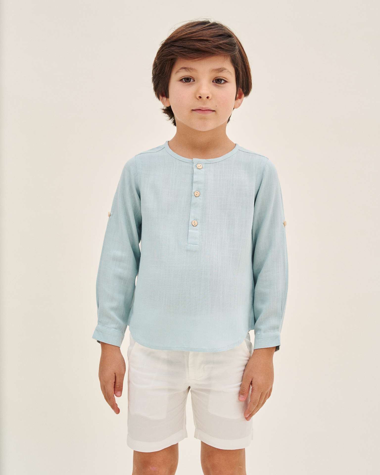 Camisa Infantil de Manga Comprida Azul-1
