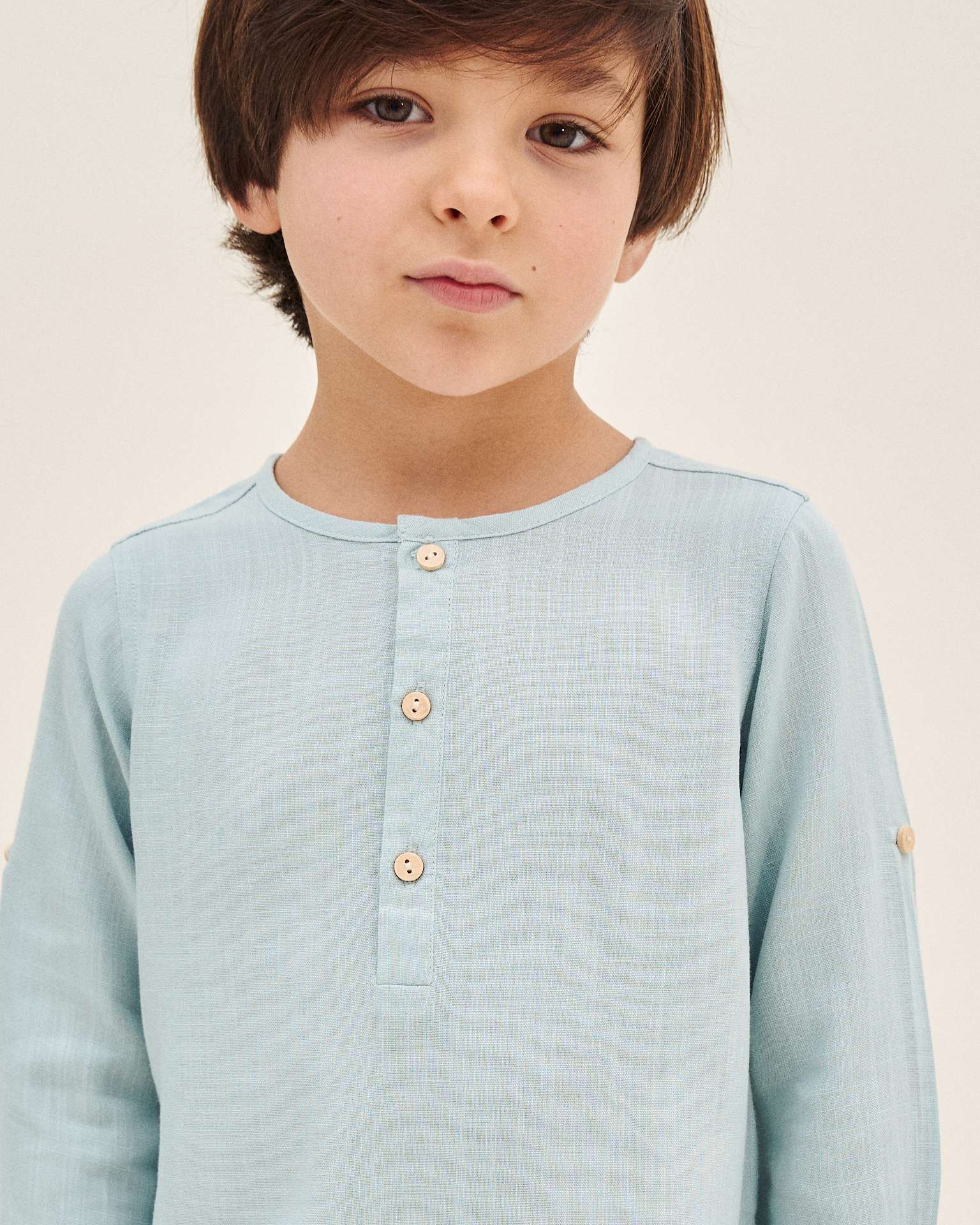 Camisa Infantil de Manga Comprida Azul-3