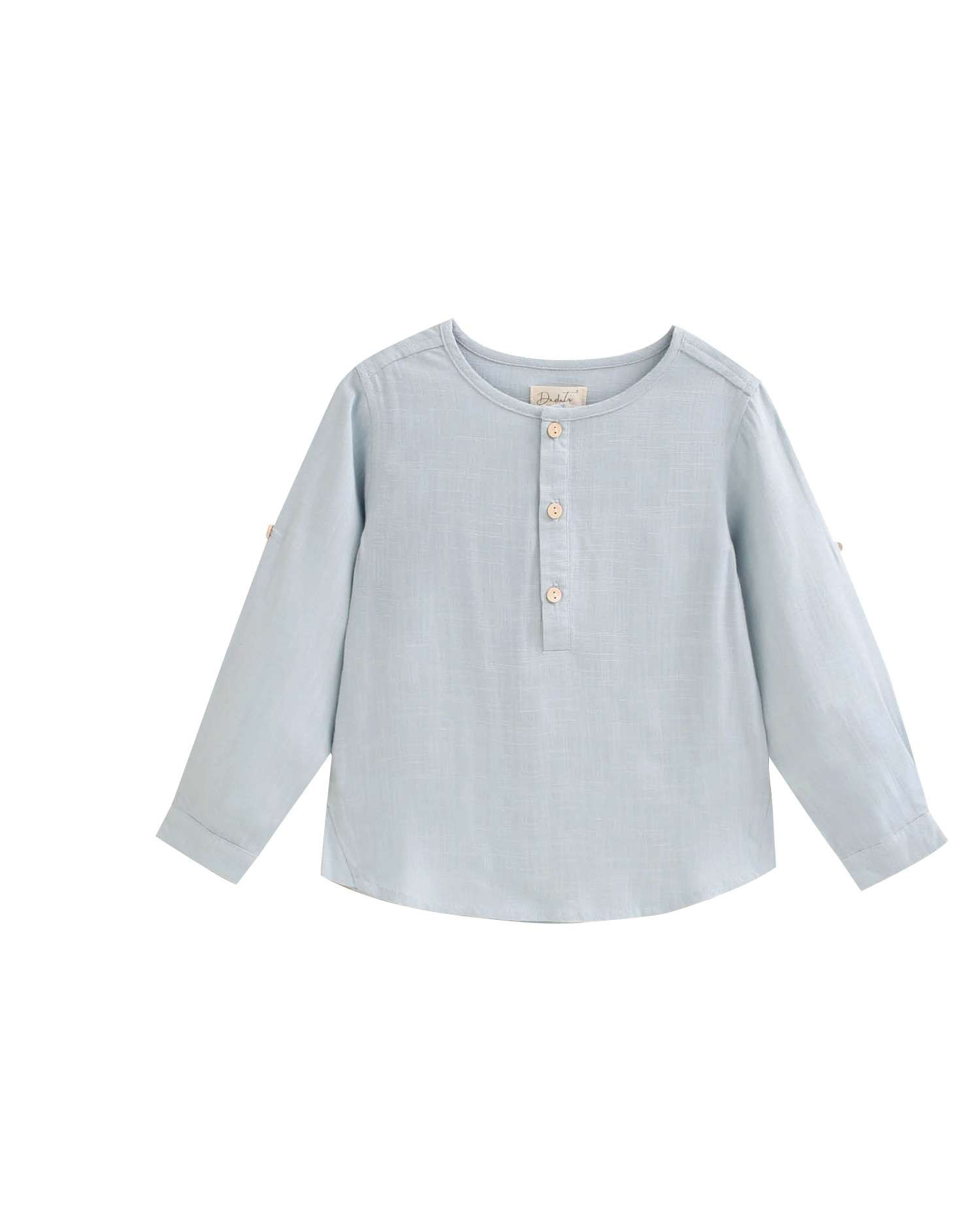 Camisa Infantil de Manga Comprida Azul-4