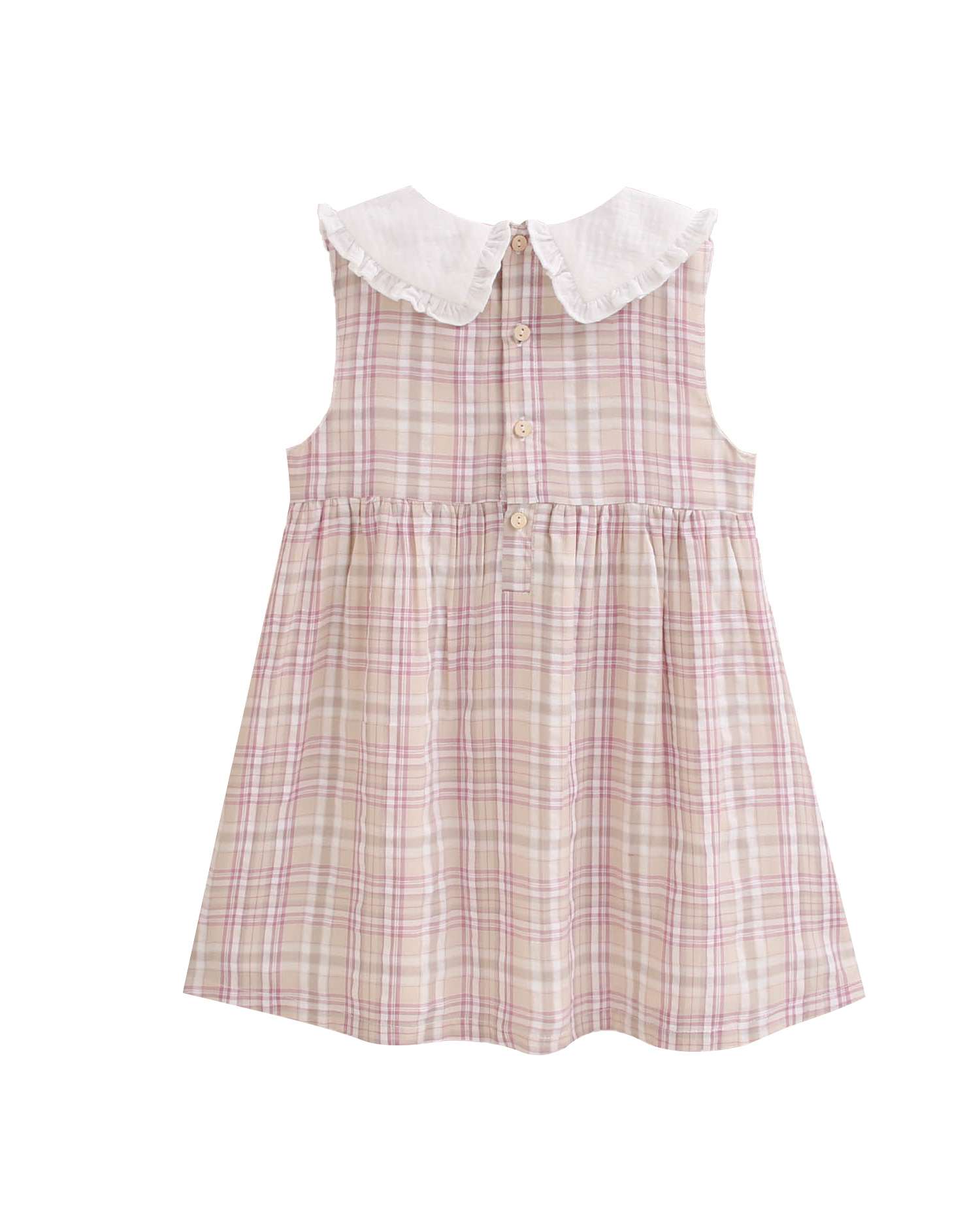 Vestido Infantil Aos Quadrados sem Mangas com Gola Bebé Dadati Branco-5