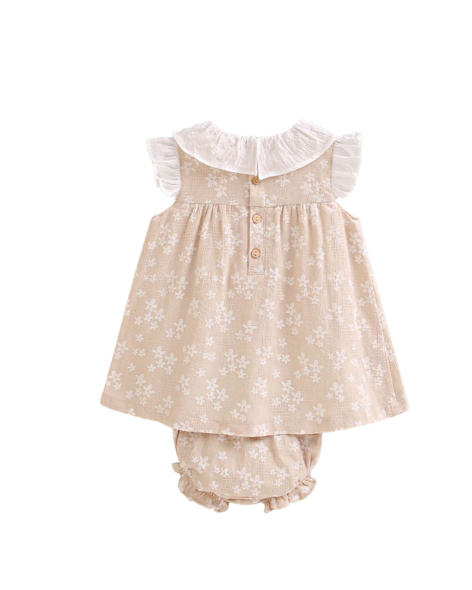 Vestido para Bebé com Estrelas e Gola em Conjunto Dadati Natural-2