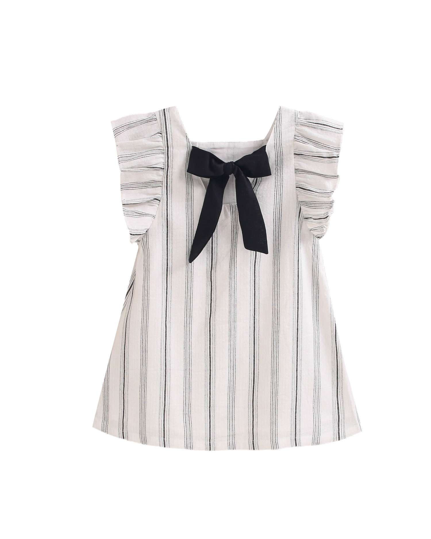 Vestido Infantil Às Riscas com Laço nas Costas Dadati Branco-4
