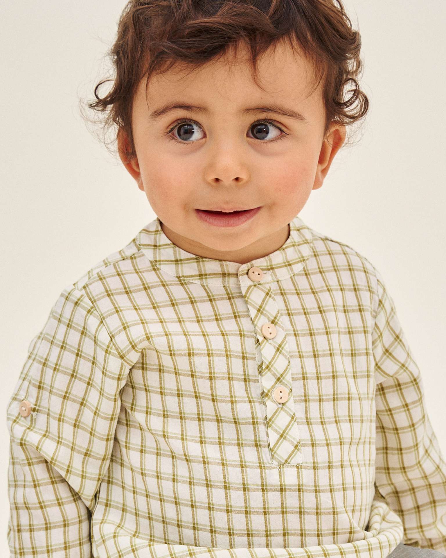 Conjunto para Bebé de Camisa Aos Quadrados e Calções Dadati Branco-2