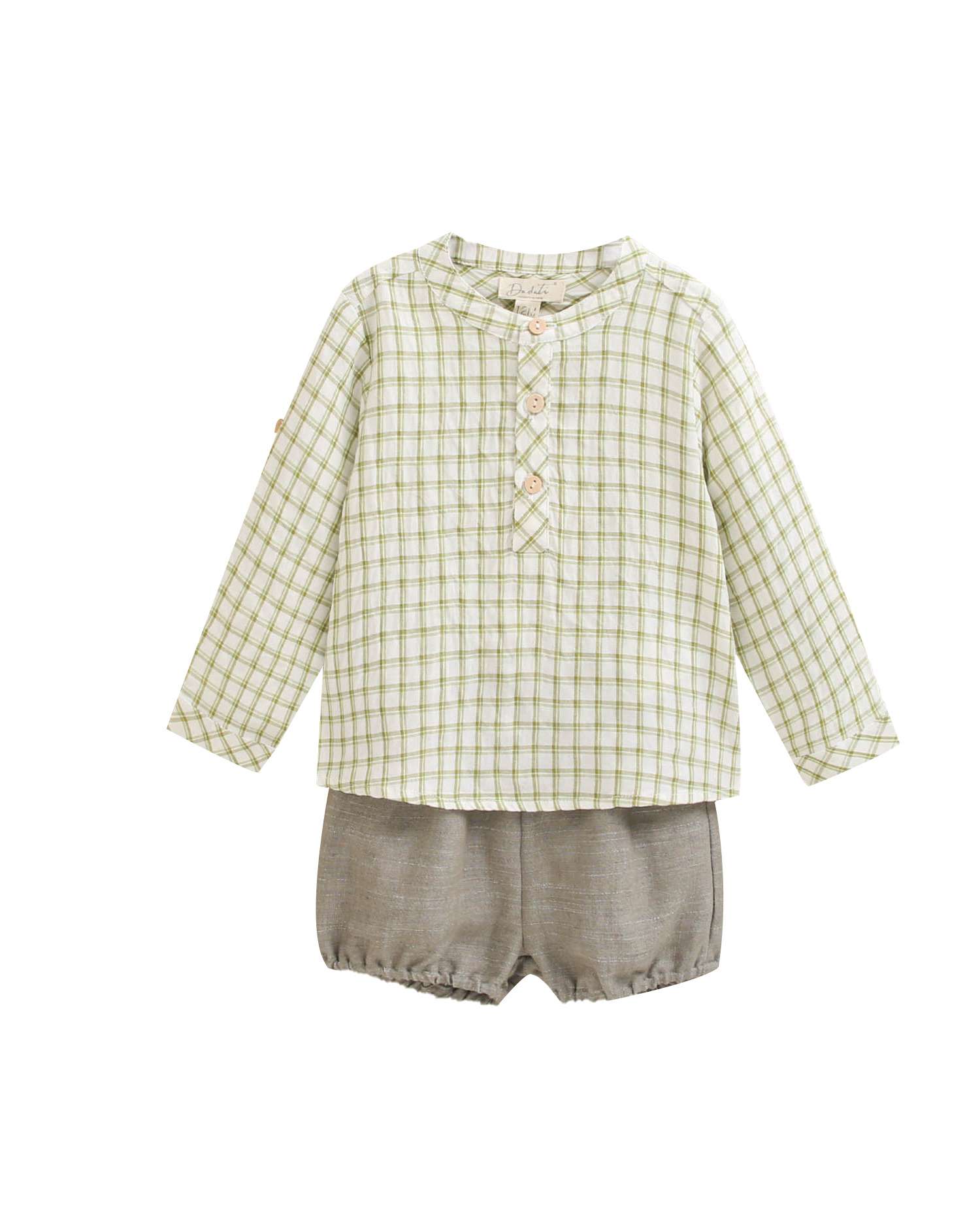 Conjunto para Bebé de Camisa Aos Quadrados e Calções Dadati Branco-3
