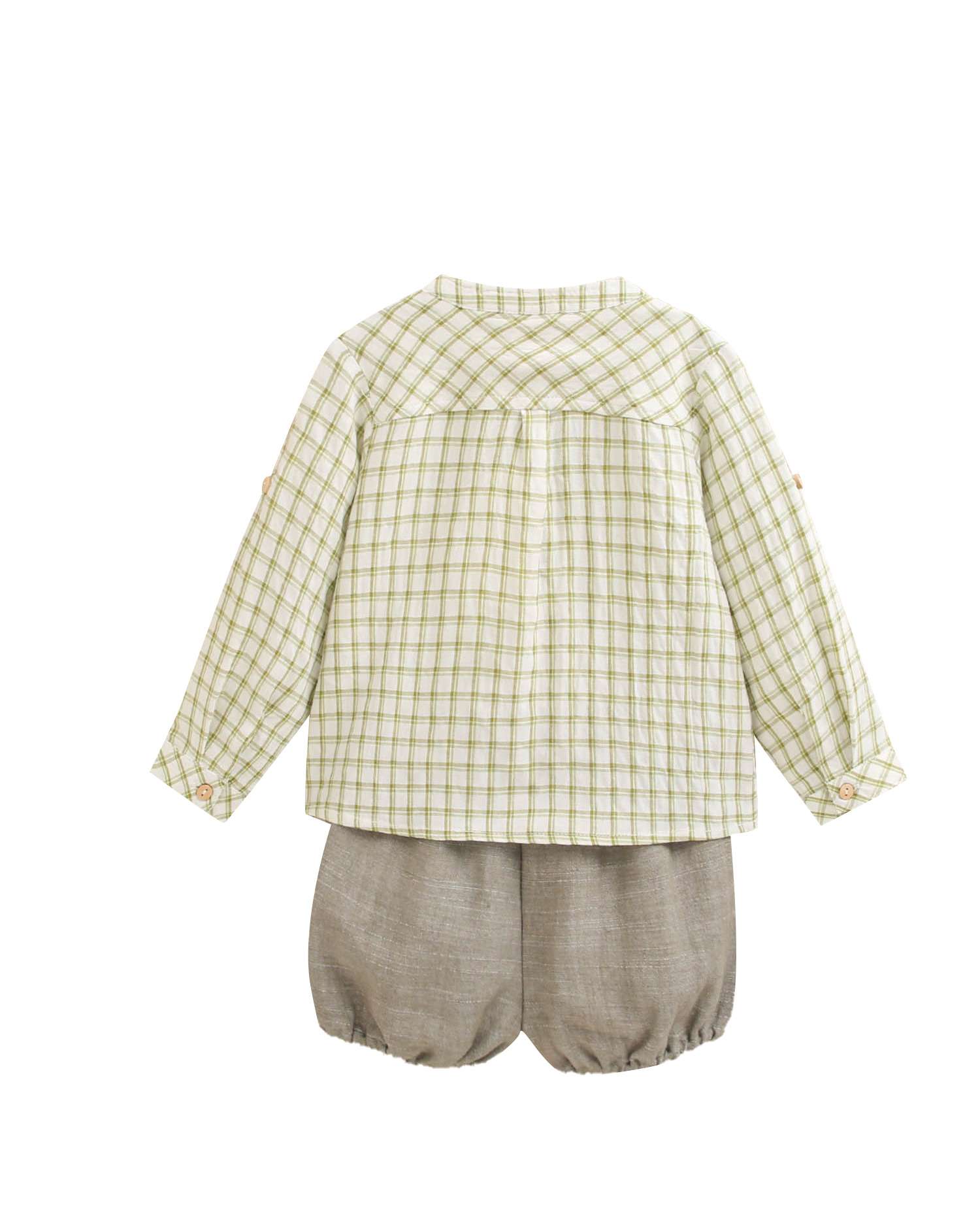 Conjunto para Bebé de Camisa Aos Quadrados e Calções Dadati Branco-4
